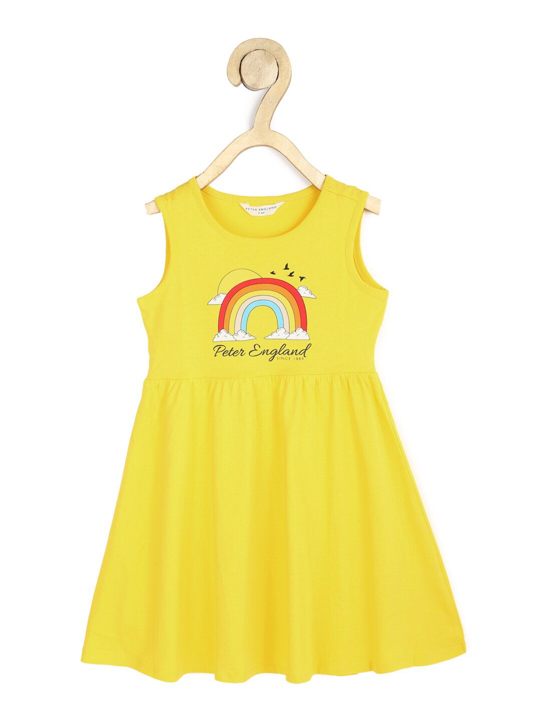

Peter England Girls Graphic Printed A-Line Pure Cotton Dress, Yellow