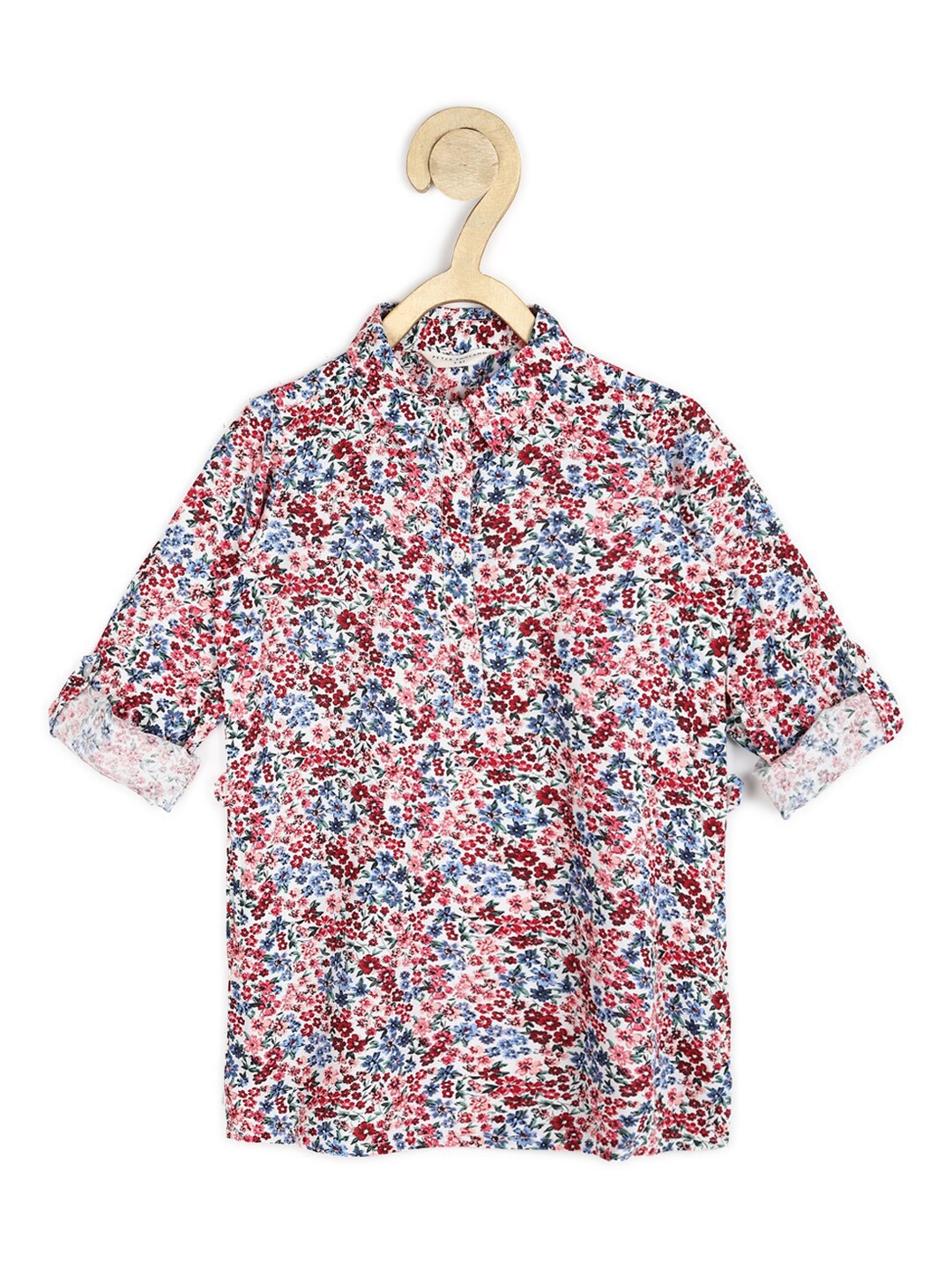 

Peter England Pink & Red Floral Cotton Shirt Mini Dress