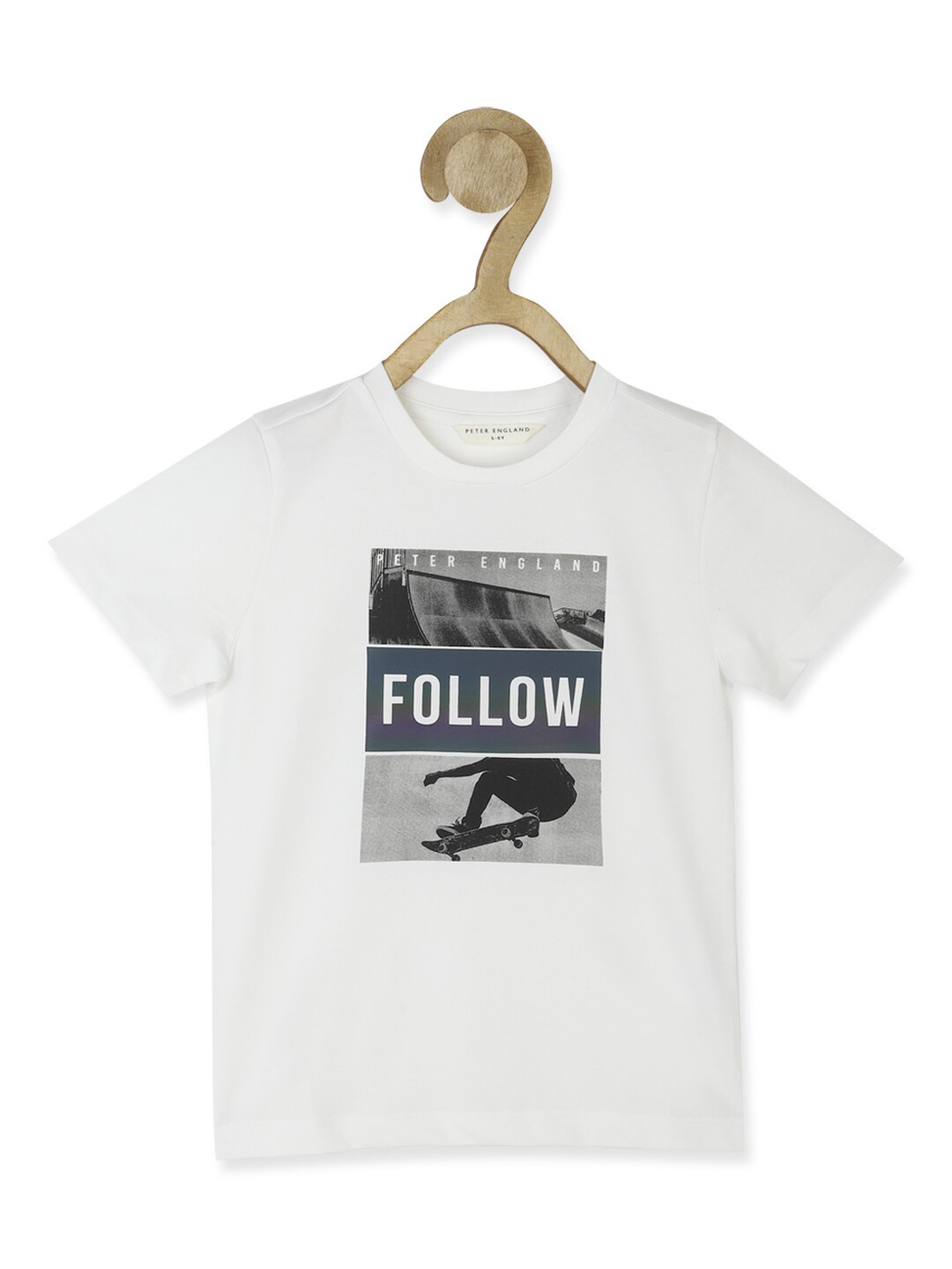 

Peter England Boys White Printed T-shirt