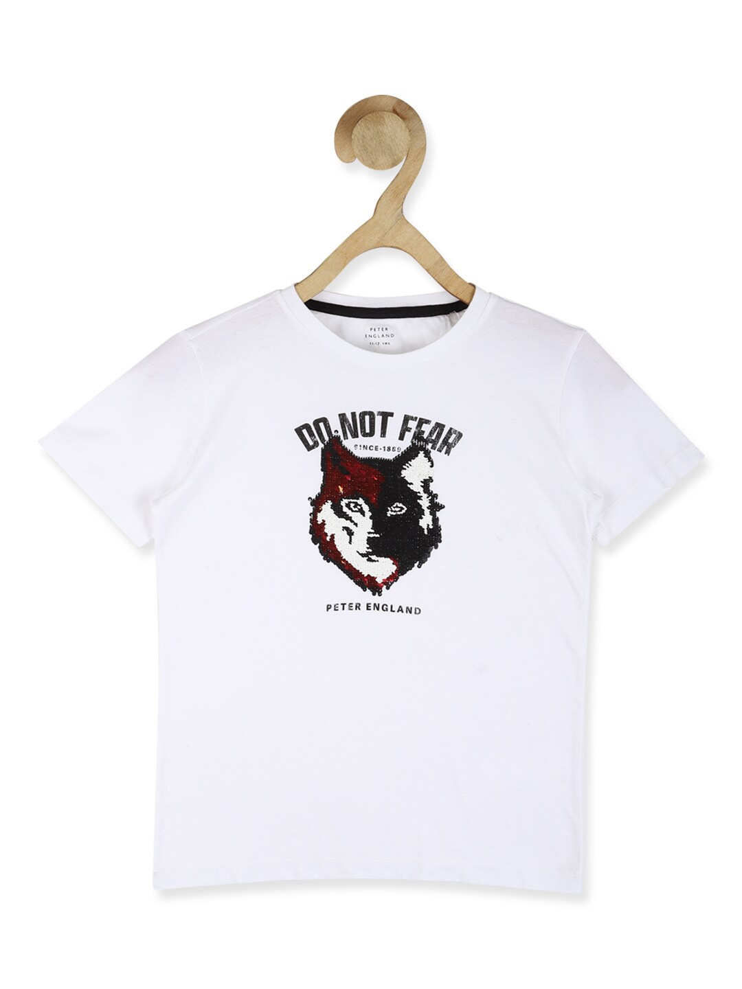 

Peter England Boys White Printed Cotton T-shirt
