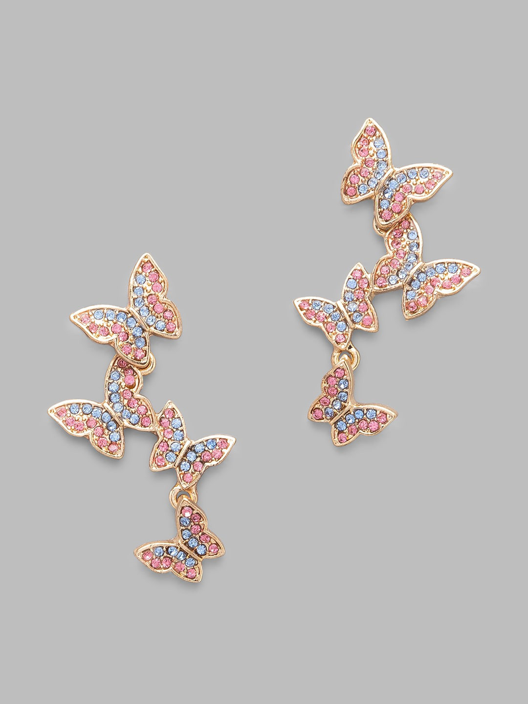 

Globus Gold-Toned & Pink Contemporary Gold Plated Drop Earrings