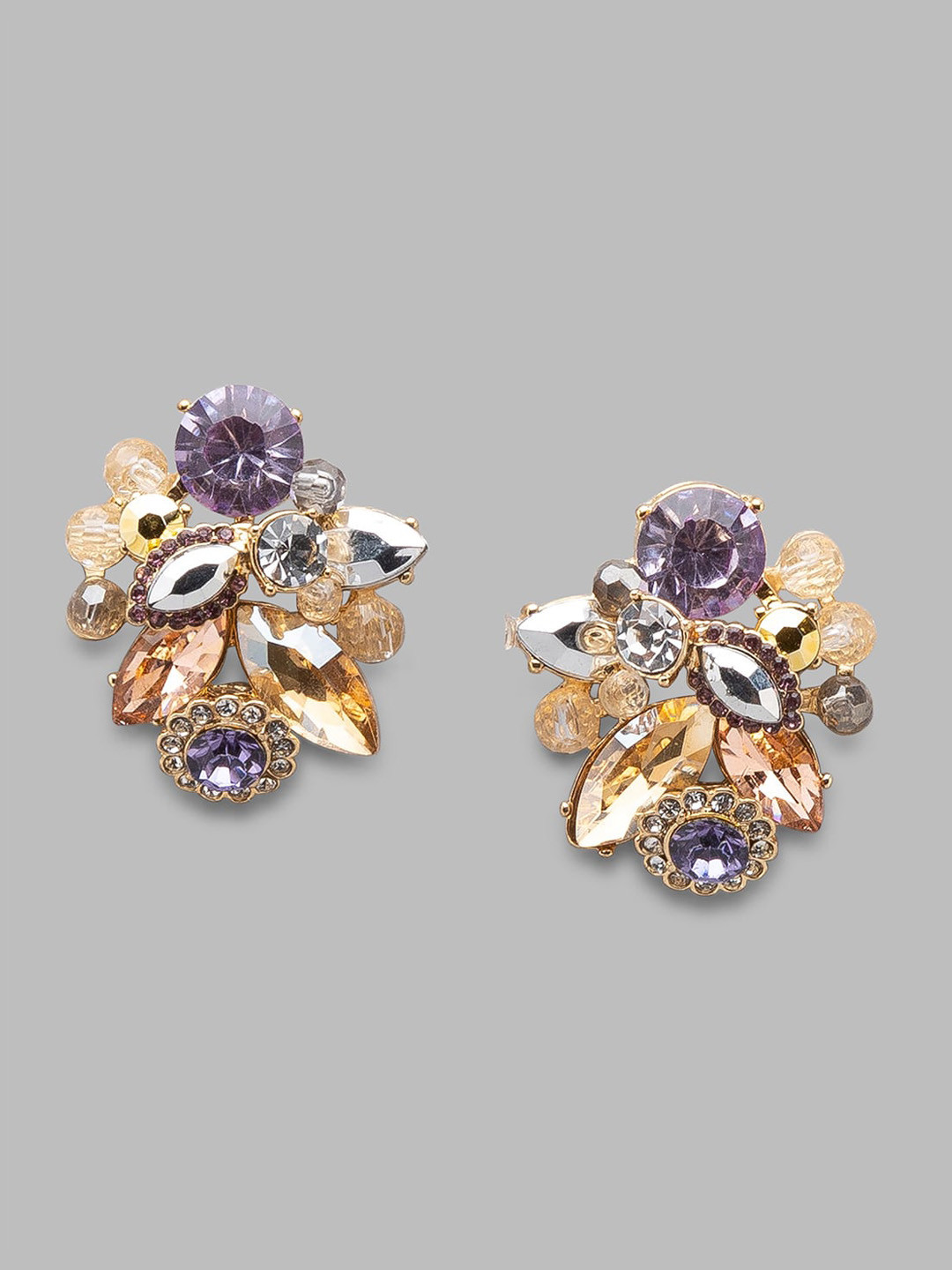 

Globus Rose Gold & Purple Contemporary Gold Plated Stud Earrings
