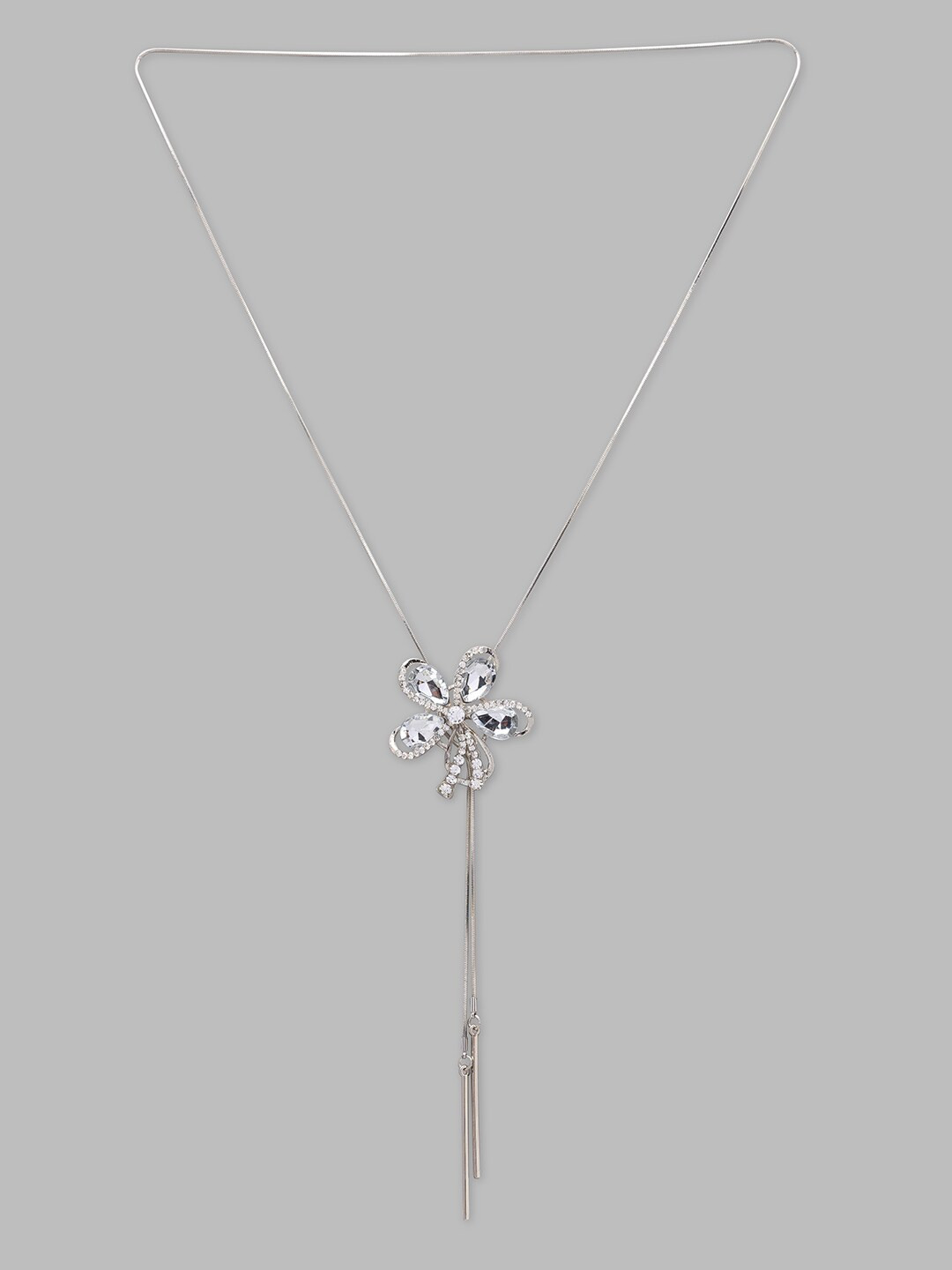 

Globus Silver-Toned & White Silver-Plated Necklace