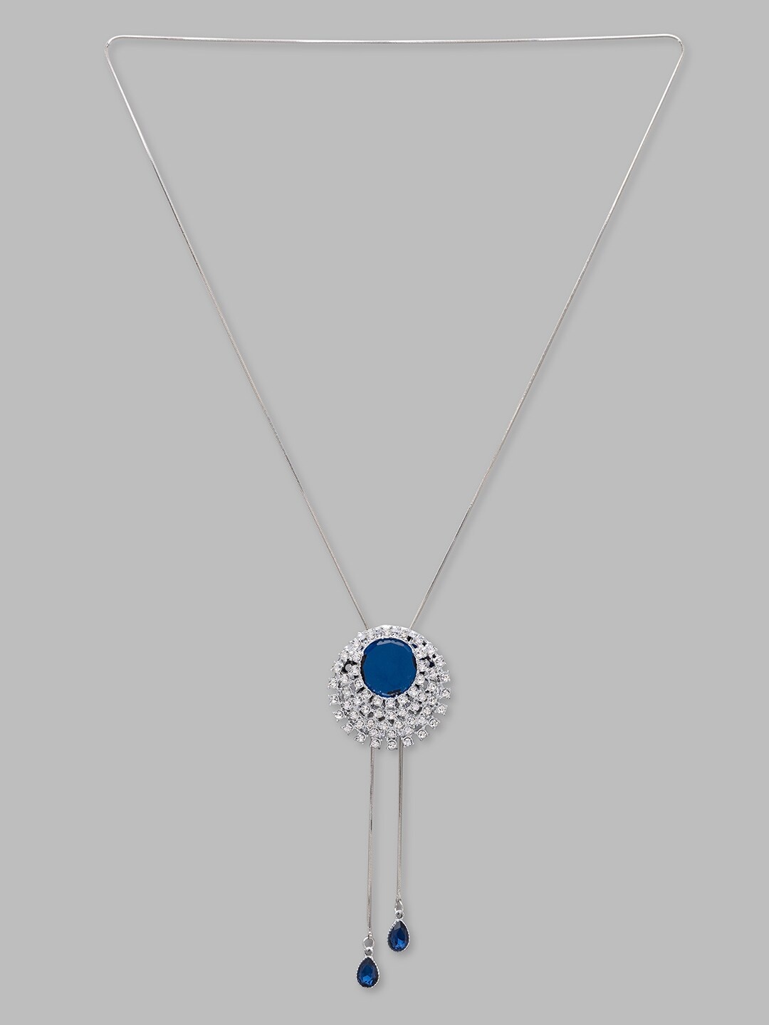 

Globus Silver-Toned & Blue Silver-Plated Necklace
