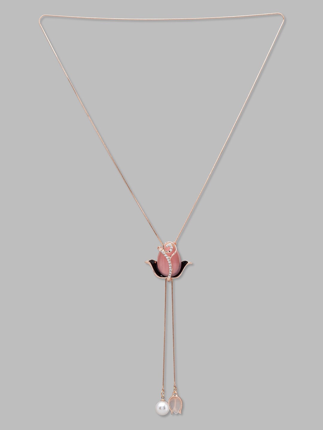 

Globus Rose Gold & Pink Stone Studded Rose Gold-Plated Chain