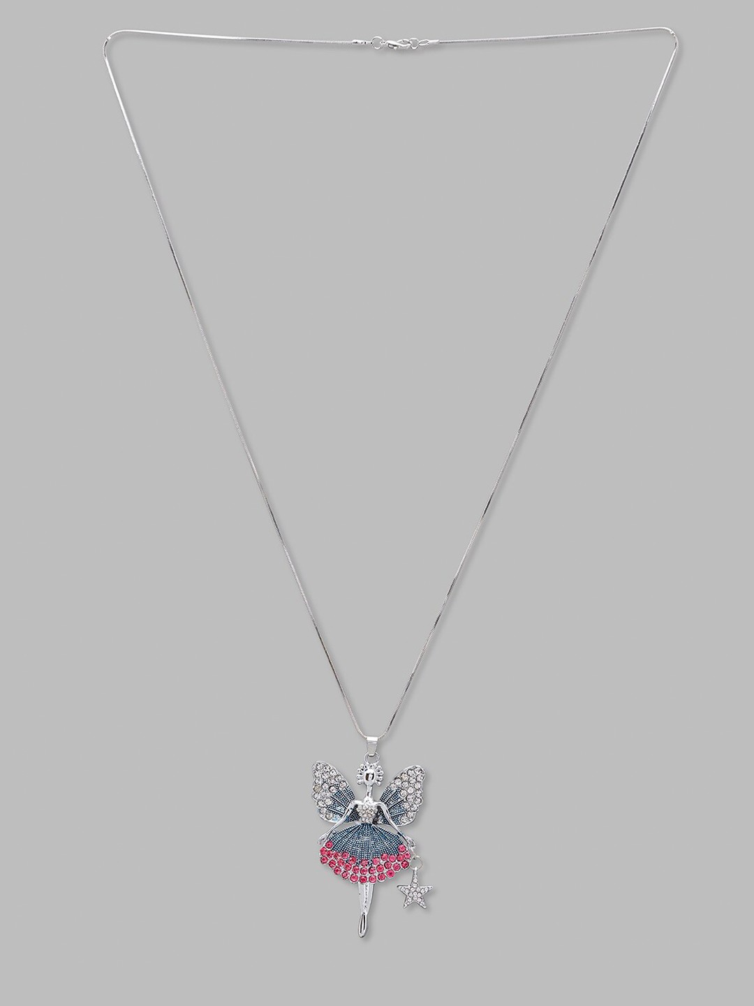 

Globus Silver-Toned & White Silver-Plated Necklace