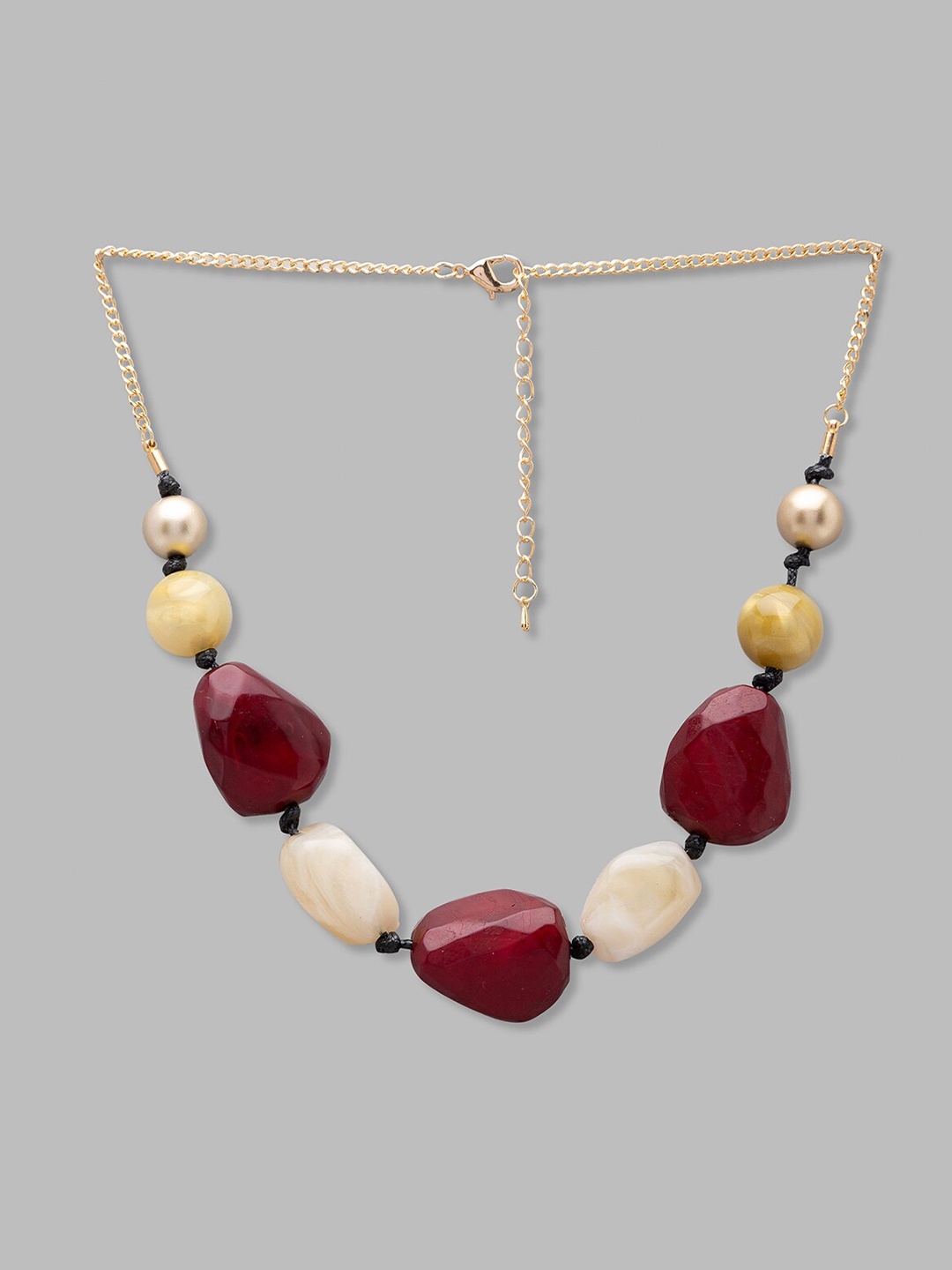 

Globus Gold-Toned & Maroon Gold-Plated Statement Necklace