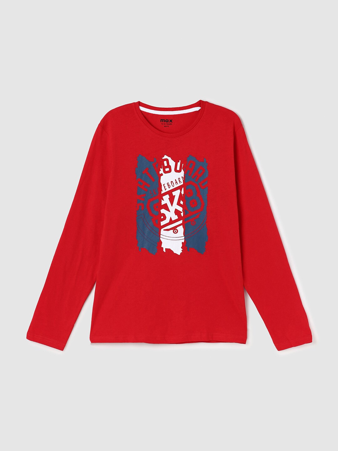

max Boys Red Printed Cotton T-shirt