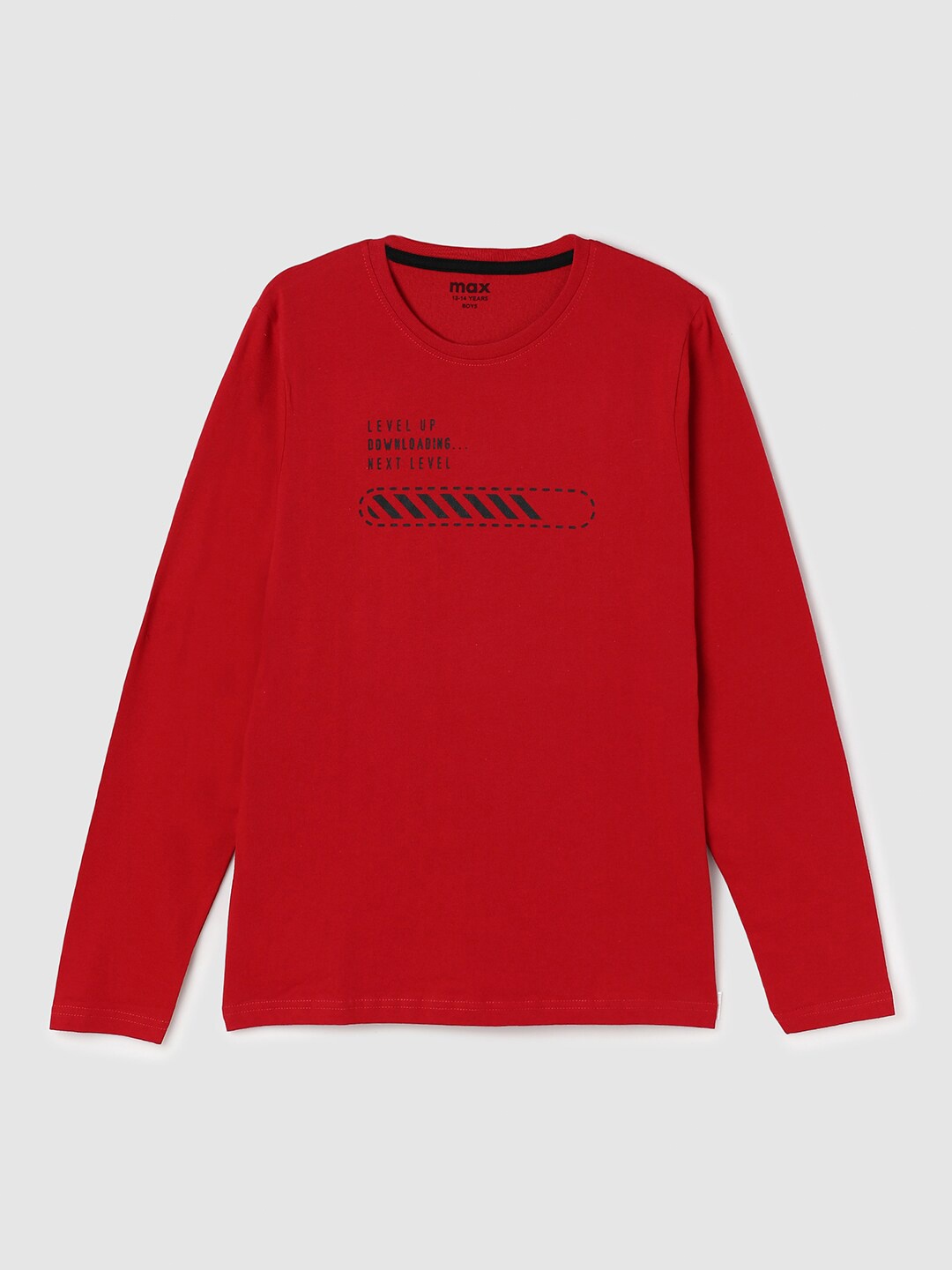 

max Boys Red Typography Printed Cotton T-shirt