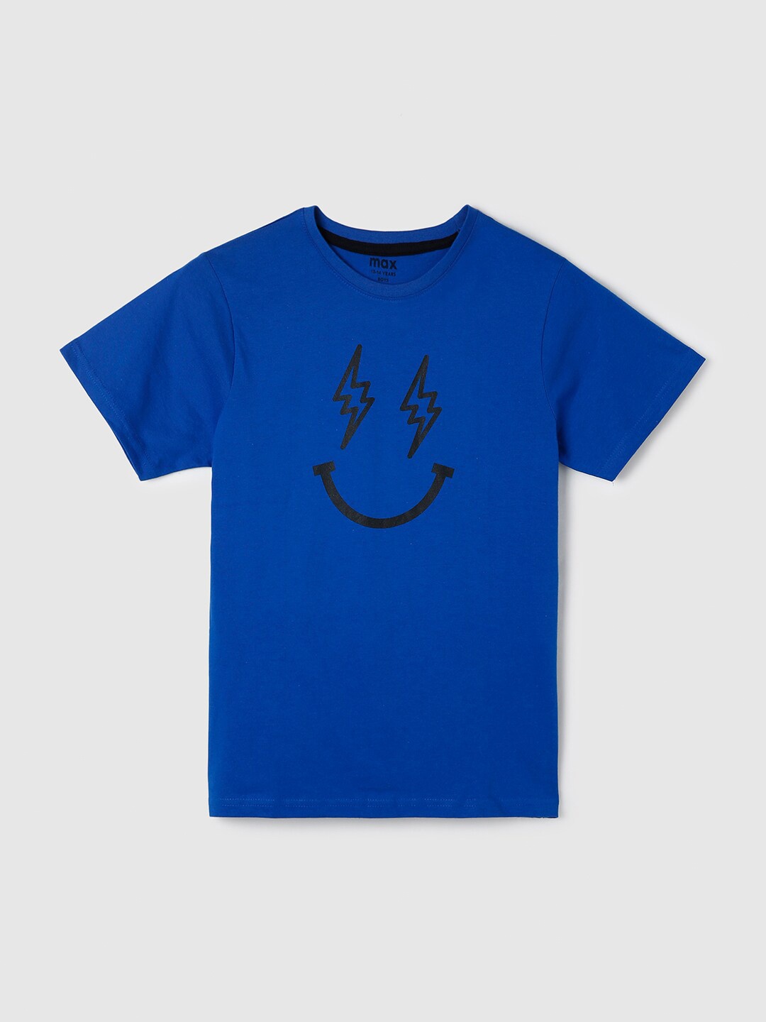

max Boys Blue Printed Cotton T-shirt