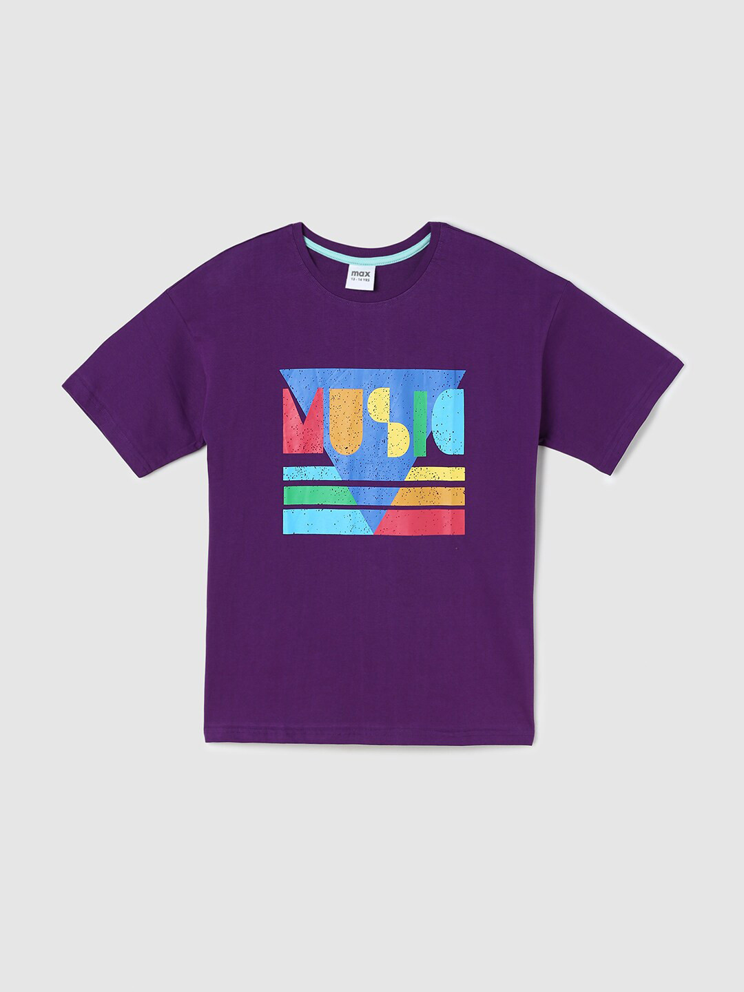 

max Girls Purple Printed Cotton T-shirt