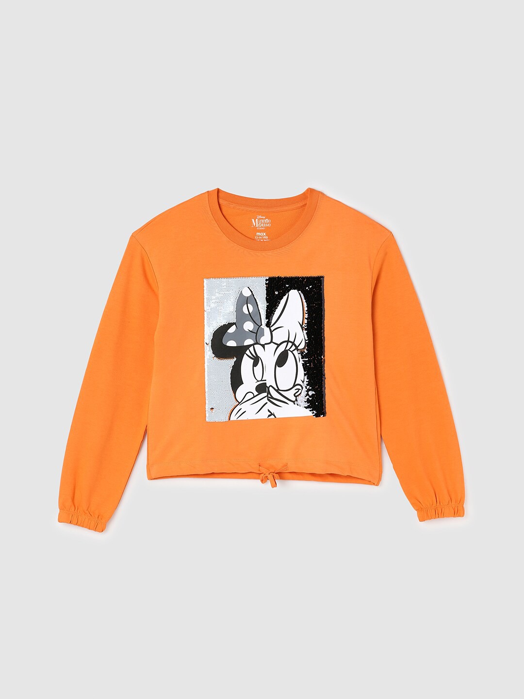 

max Girls Orange Minnie Mouse Printed Cotton T-shirt