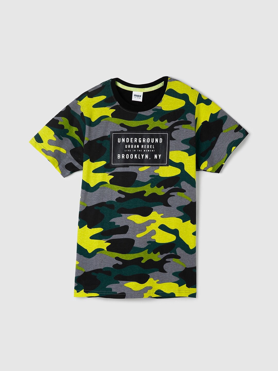 

max Boys Multicoloured Camouflage Printed Cotton T-shirt, Multi