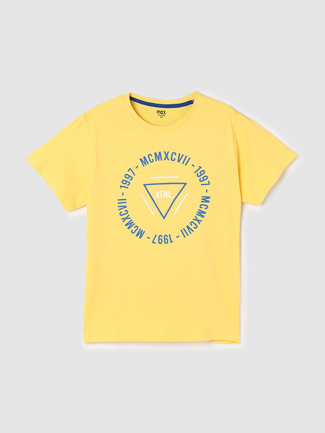 

max Boys Yellow Typography Printed Pure Cotton T-shirt
