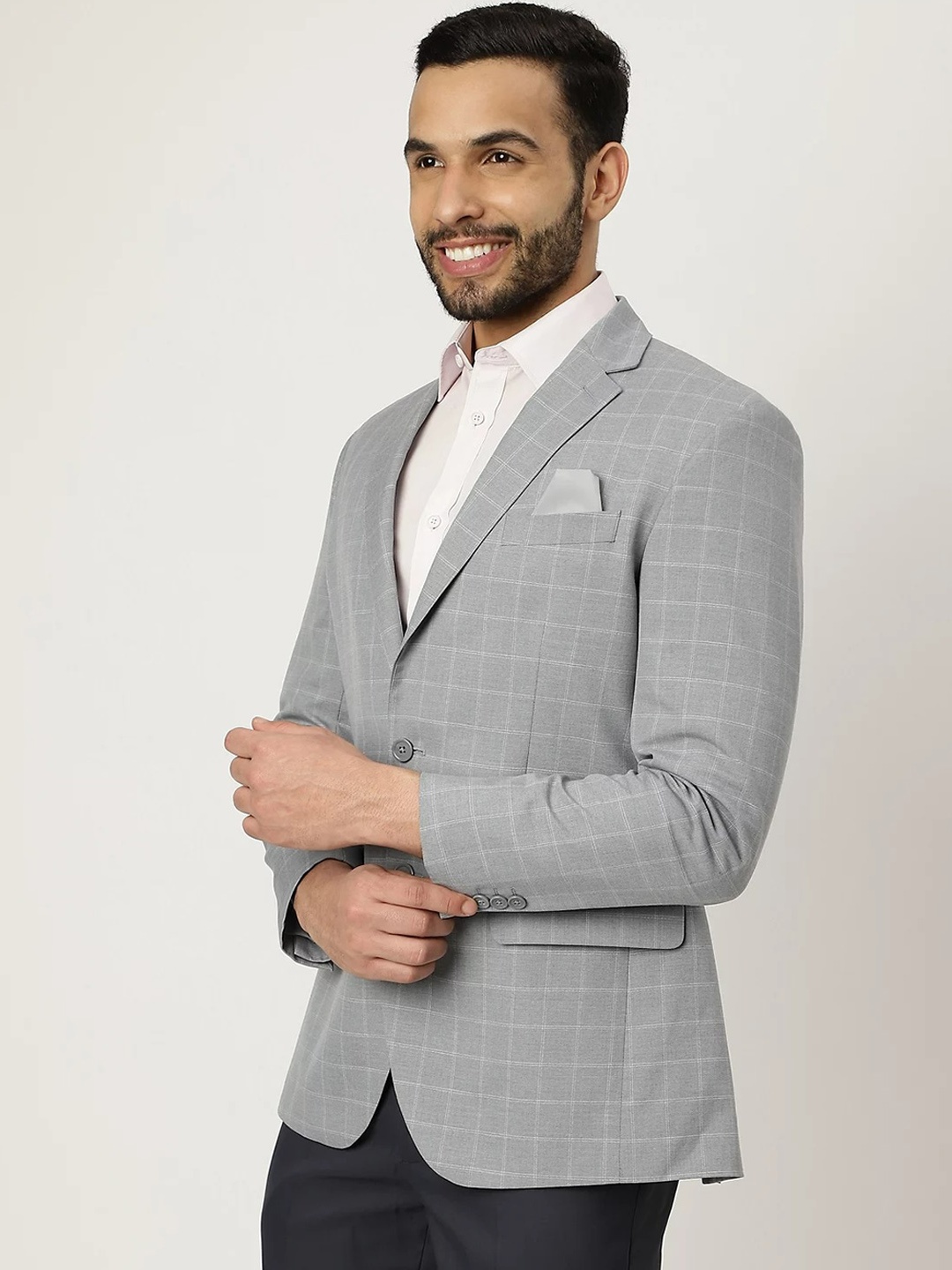 

Marks & Spencer Men Grey Checked Single Breasted Formal Blazers
