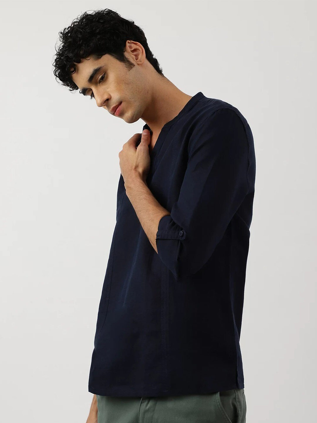 

Marks & Spencer Men Navy Blue Casual Shirt