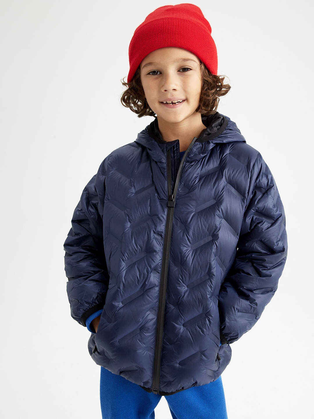 

DeFacto Boys Blue Solid Quilted Jacket