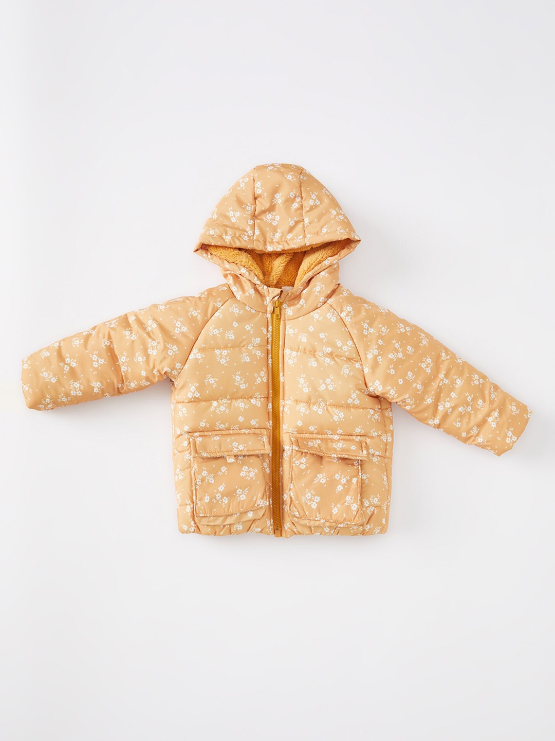 

DeFacto Girls Yellow Floral Printed Puffer Jacket