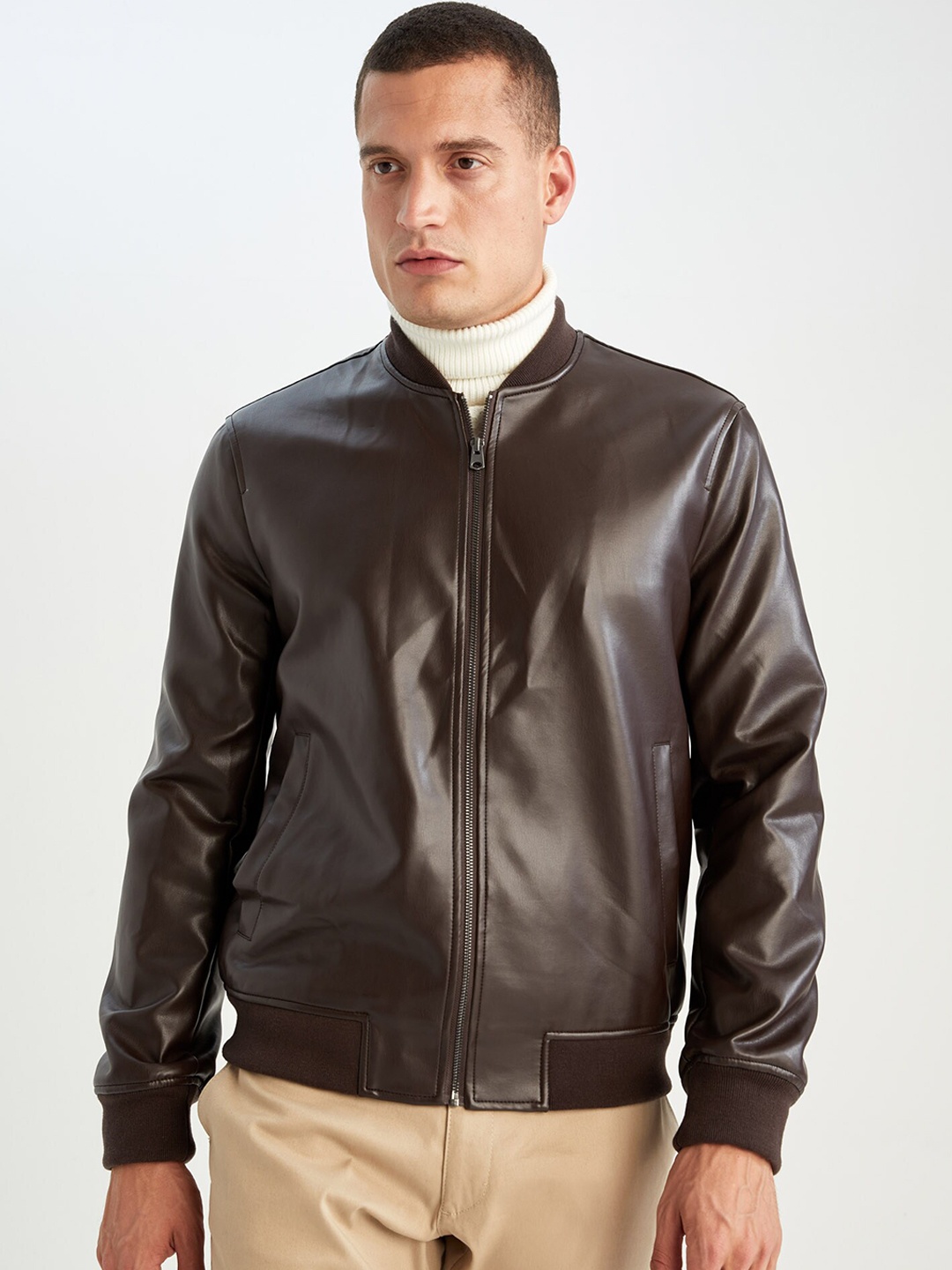 

DeFacto Men Brown Bomber Jacket