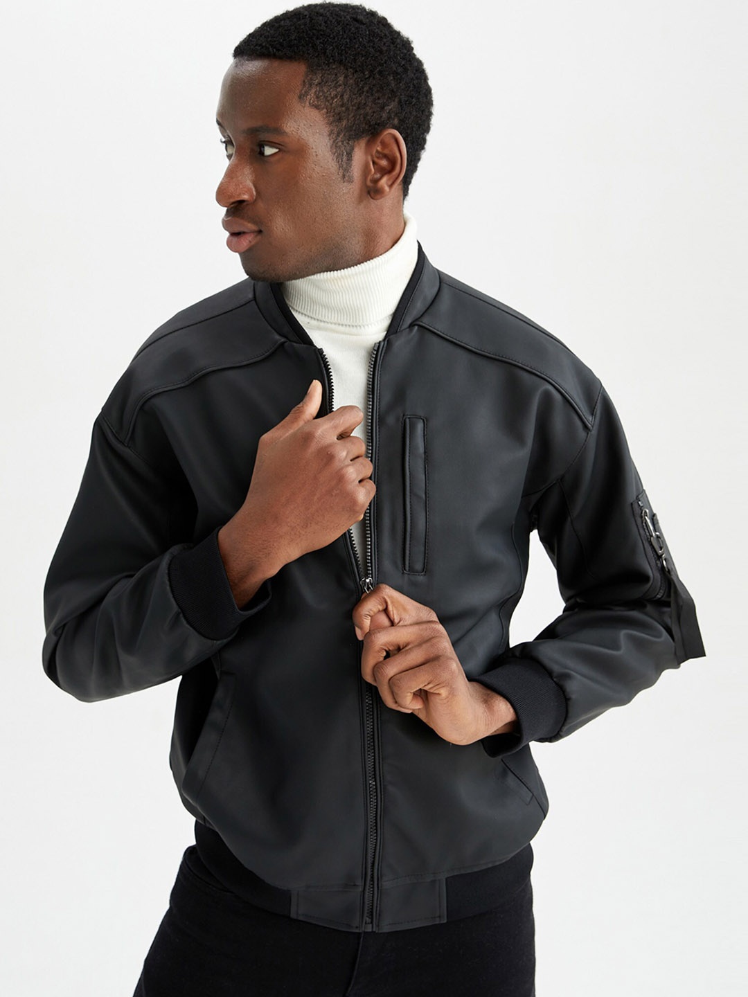 

DeFacto Men Solid Bomber Jacket, Na