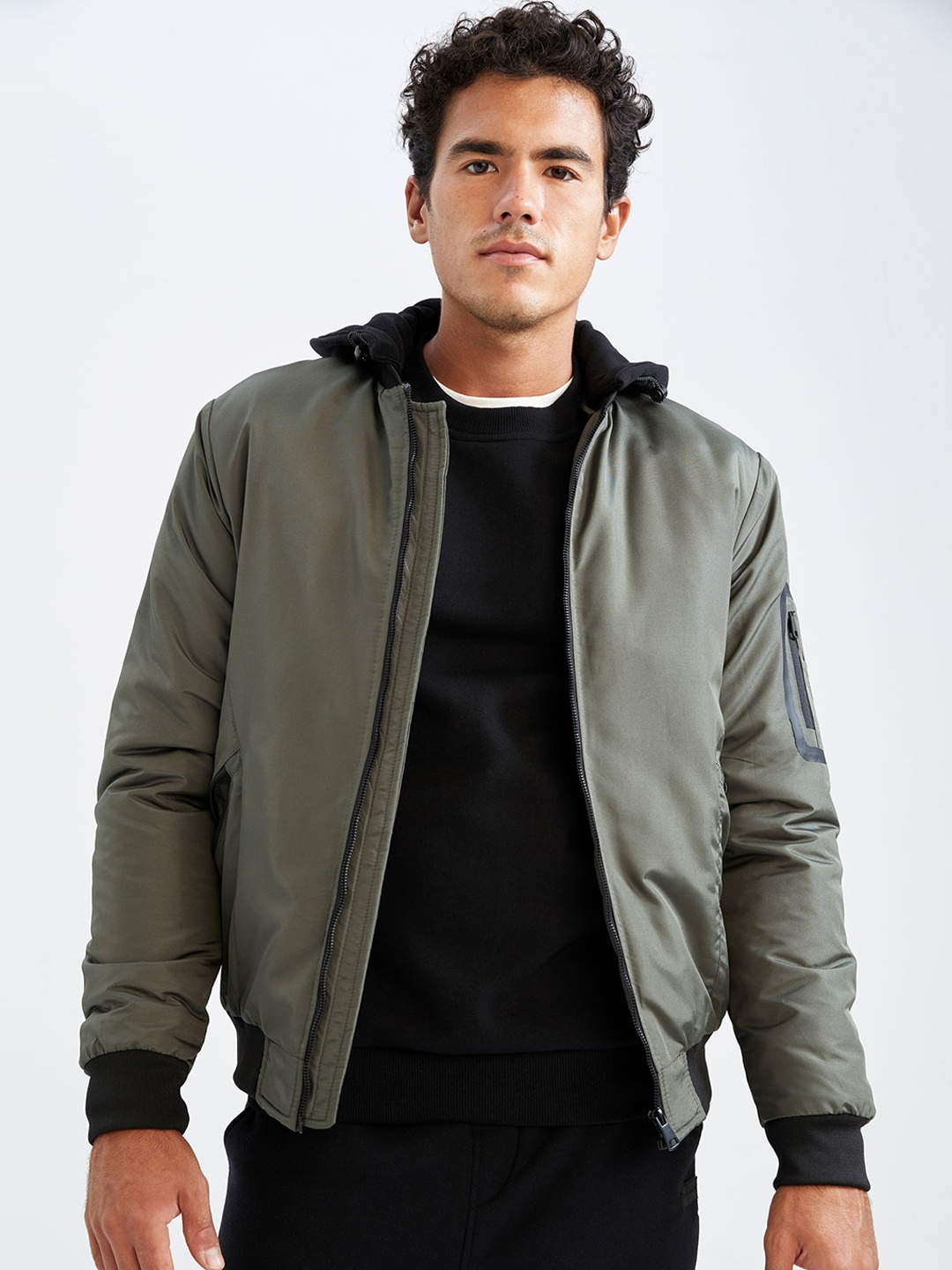

DeFacto Men Khaki Bomber Hooded Jacket