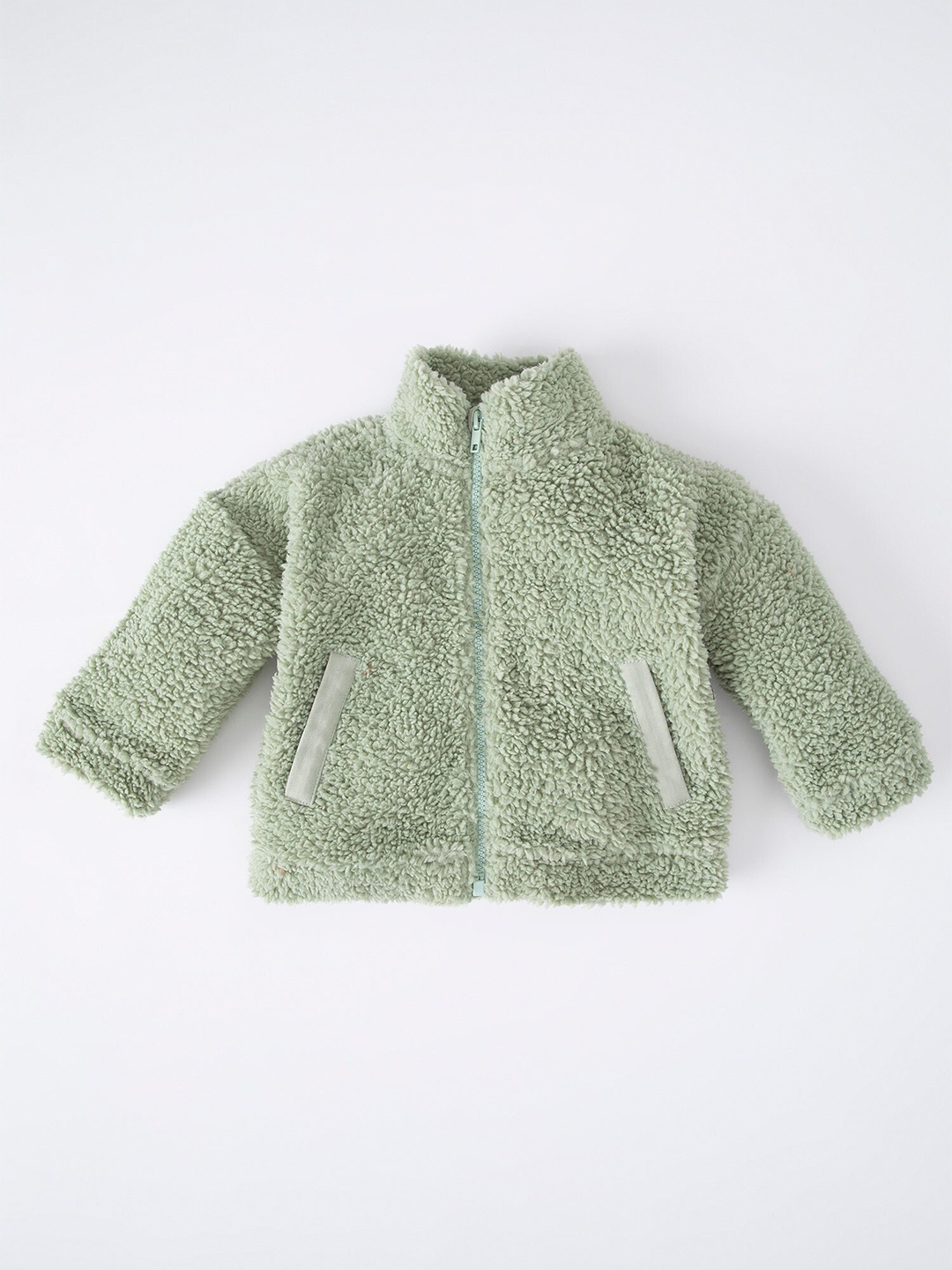

DeFacto Girls Sea Green Solid Front Open Front Sweater