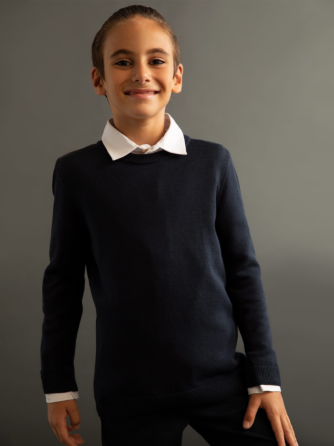 

DeFacto Boys Navy Blue Cotton Solid Pullover