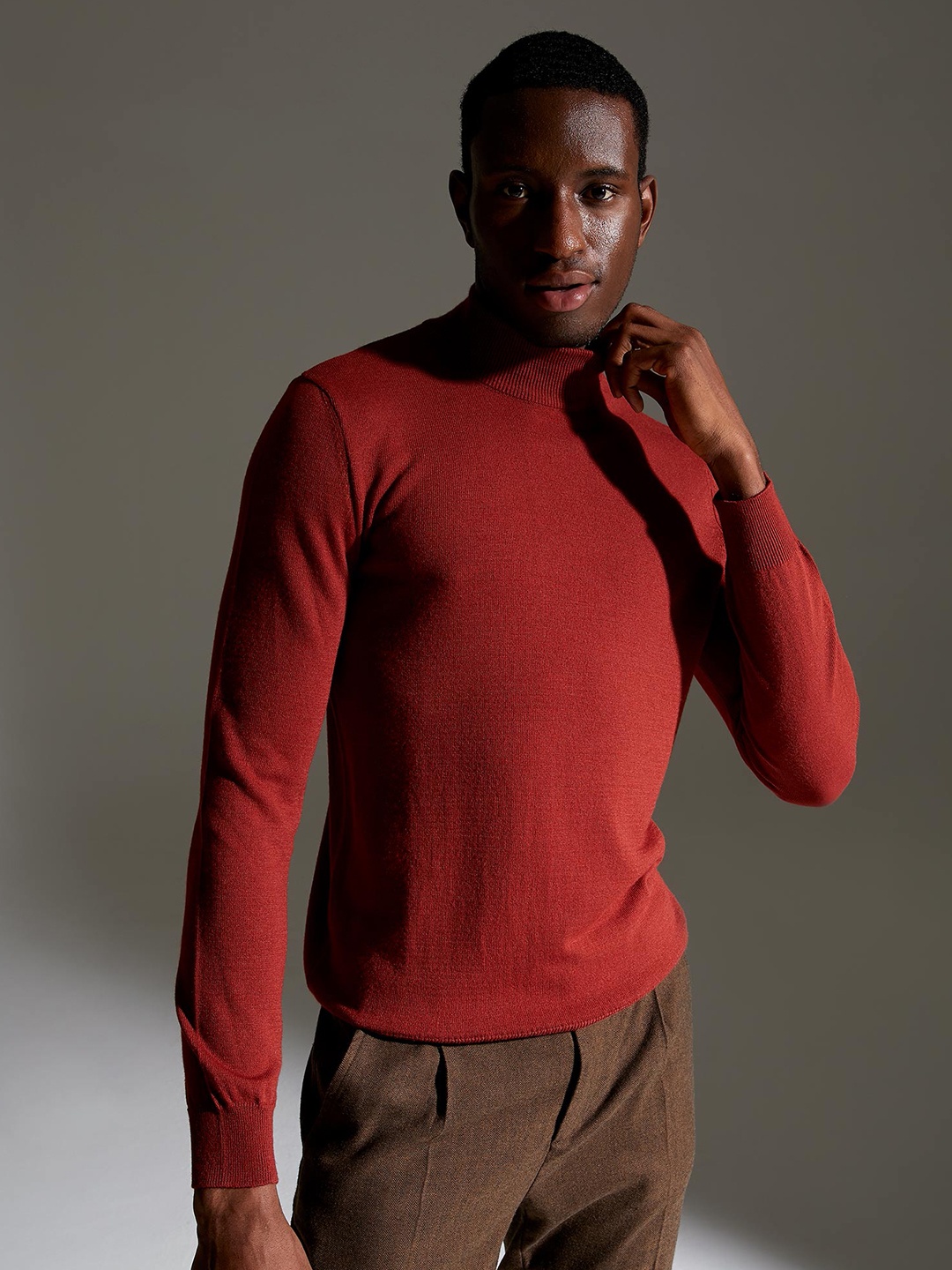 

DeFacto Men Orange Ribbed Pullover