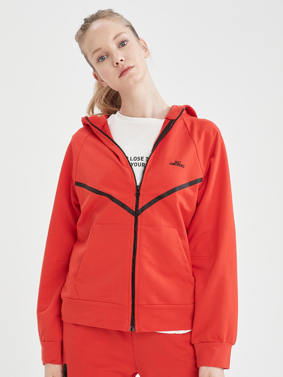 

DeFacto Women Red & Black Cotton Sweaters