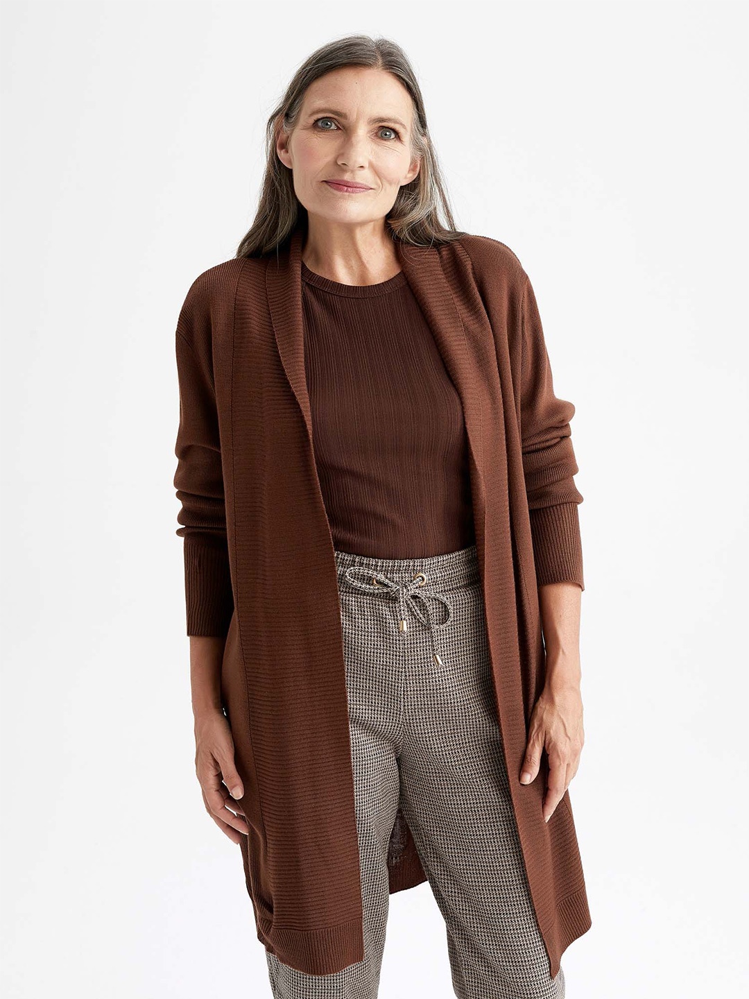 

DeFacto Women Brown Longline Sweater