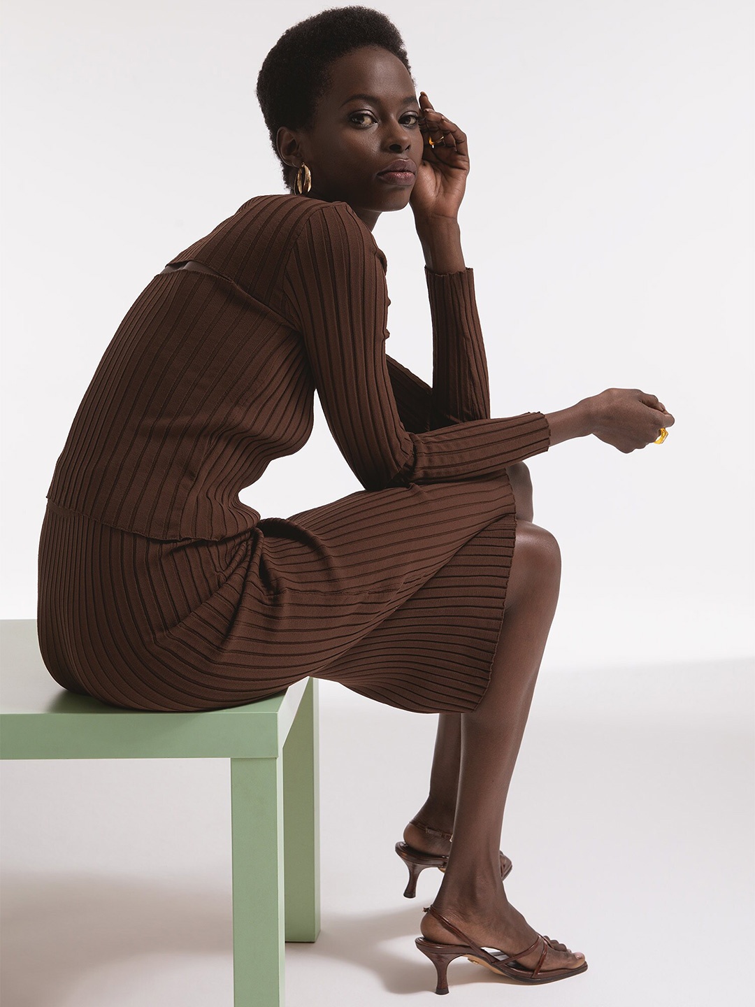 

DeFacto Women Brown Ribbed Pullover