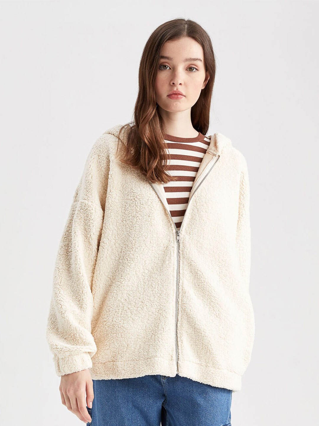 

DeFacto Women Beige Longline Cardigan