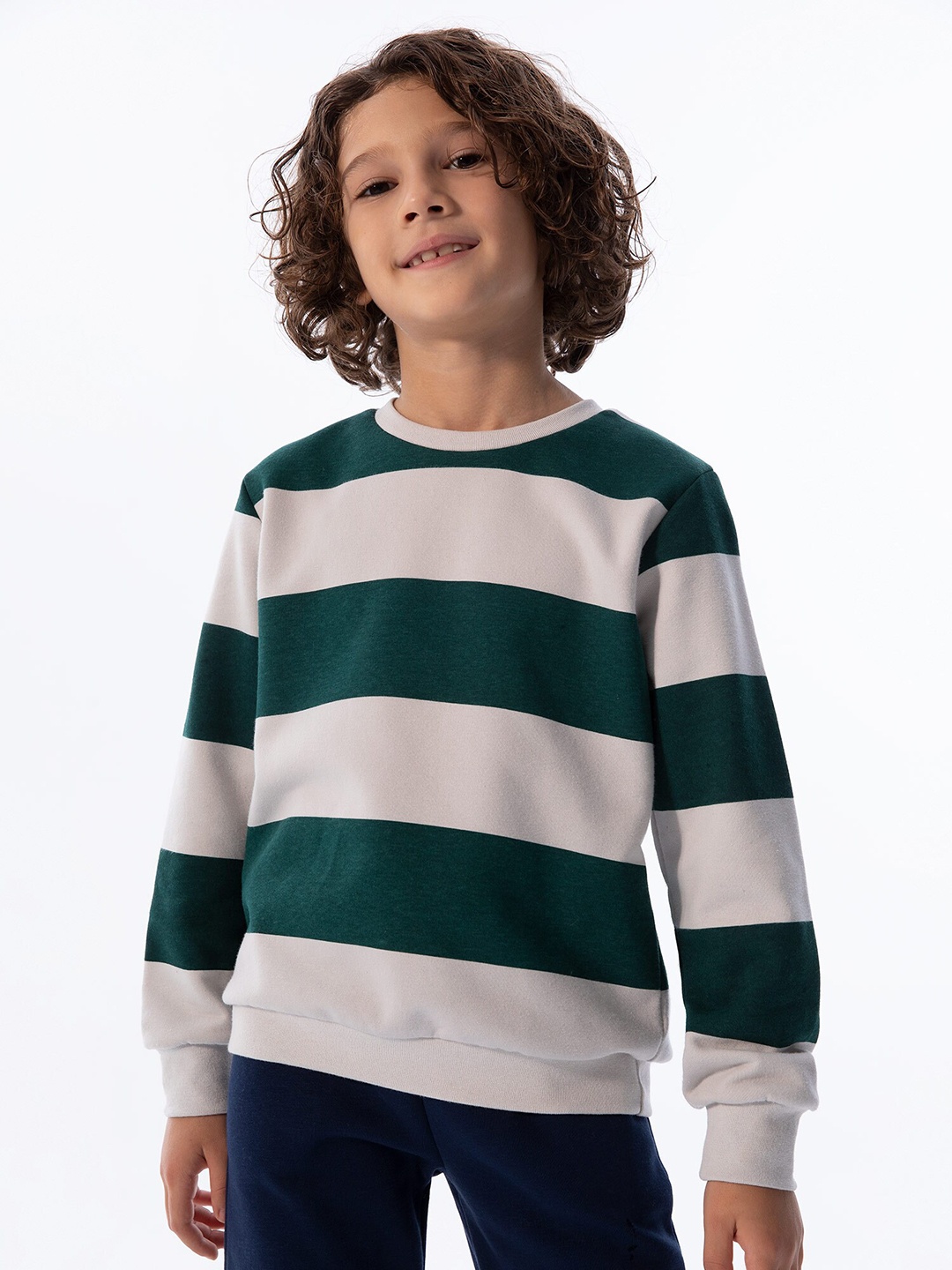 

DeFacto Boys White Striped Cotton Sweatshirt