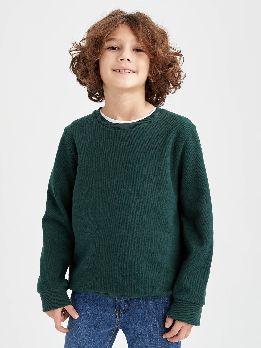 

DeFacto Boys Round Neck Sweatshirt, Green
