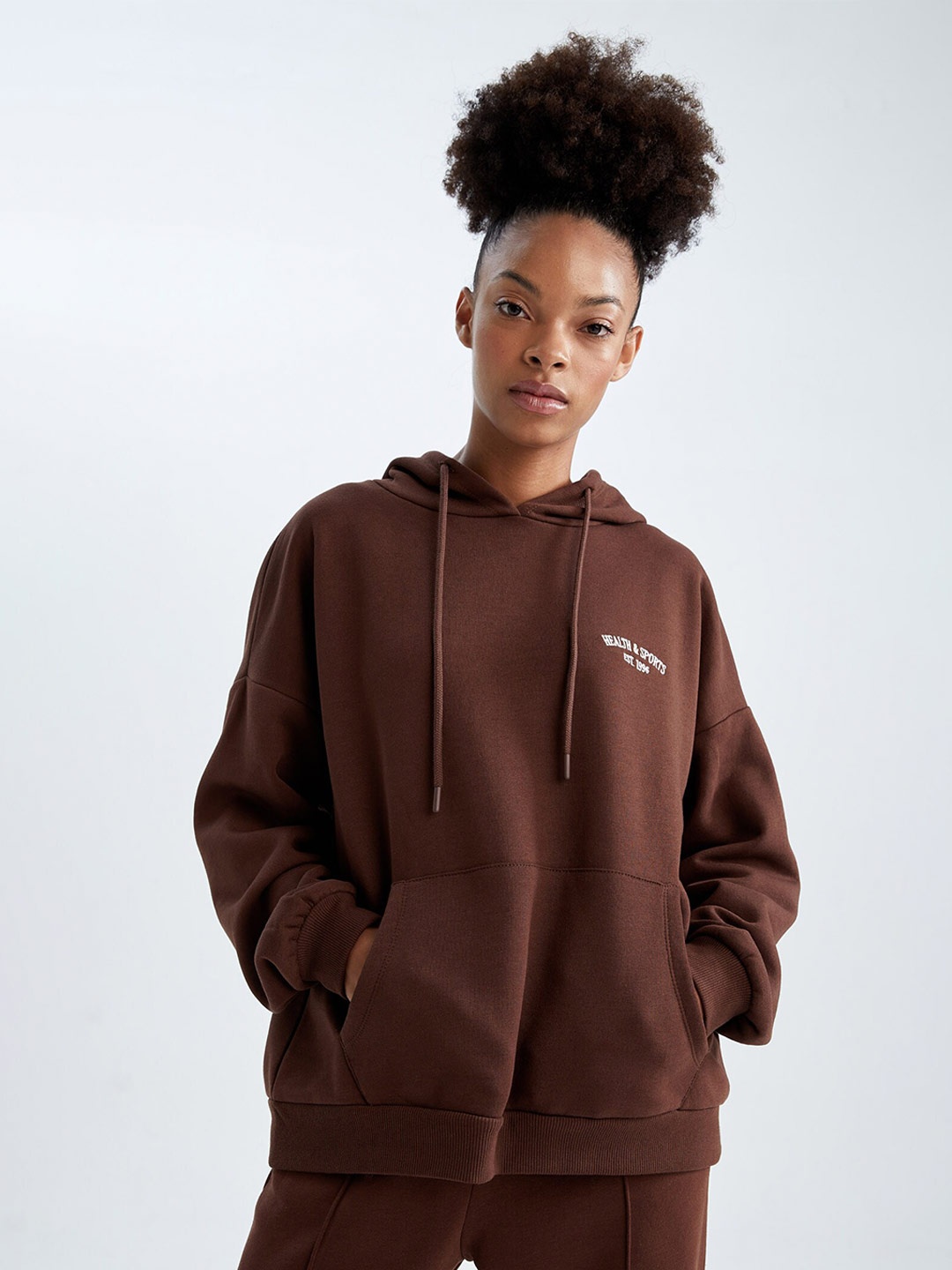 

DeFacto Women Brown Hooded Sweatshirt