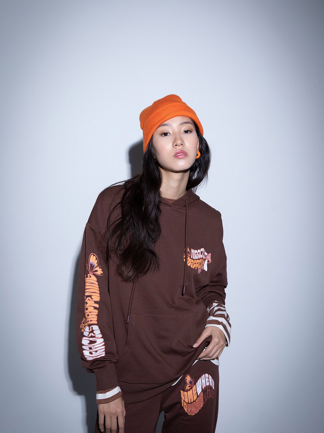 

DeFacto Women Brown Hooded Cotton Sweatshirt