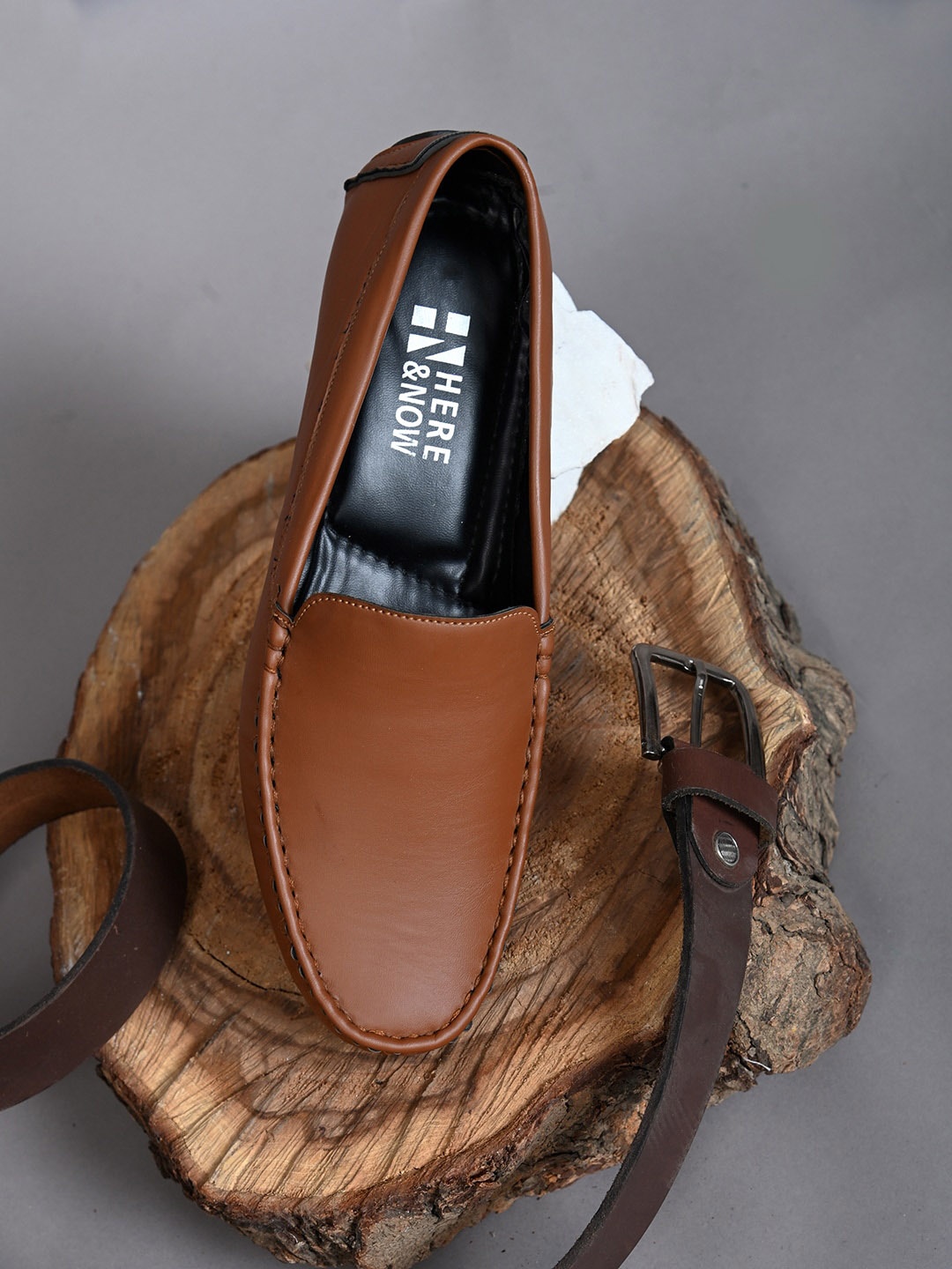 

HERE&NOW Men Tan Faux Leather Loafers