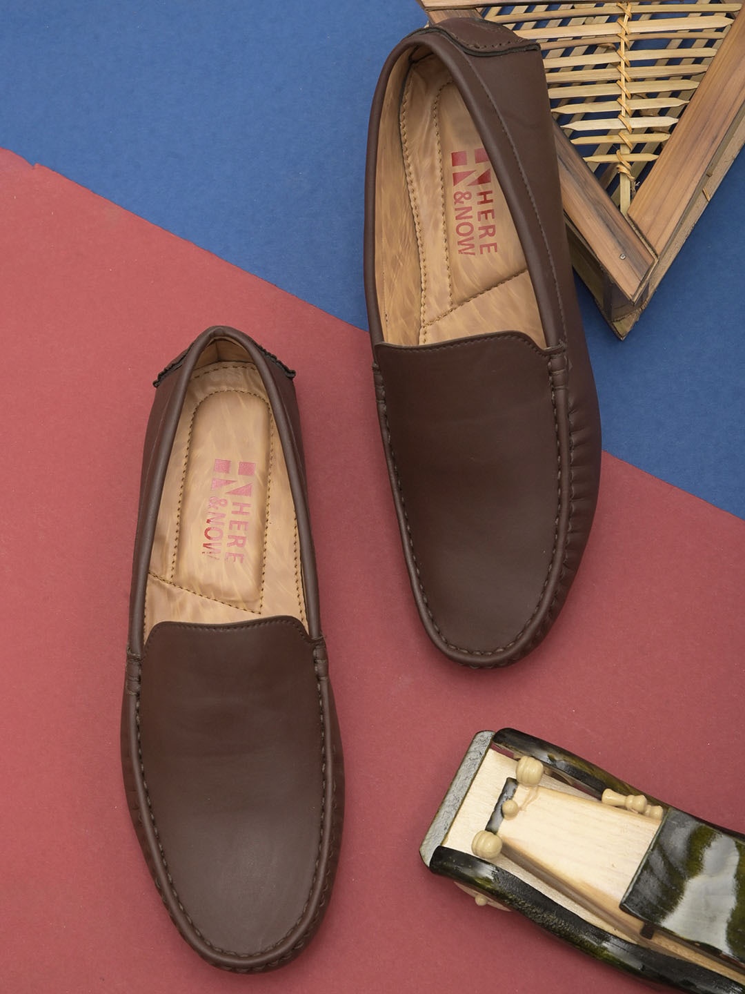 

HERE&NOW Men Brown Faux Leather Loafers