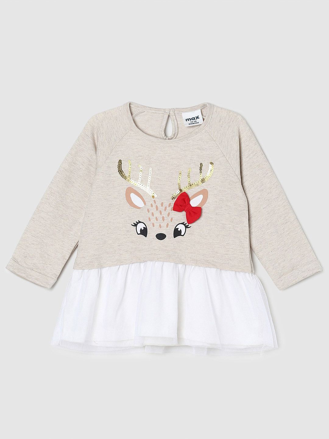 

max Girls Beige Printed Top