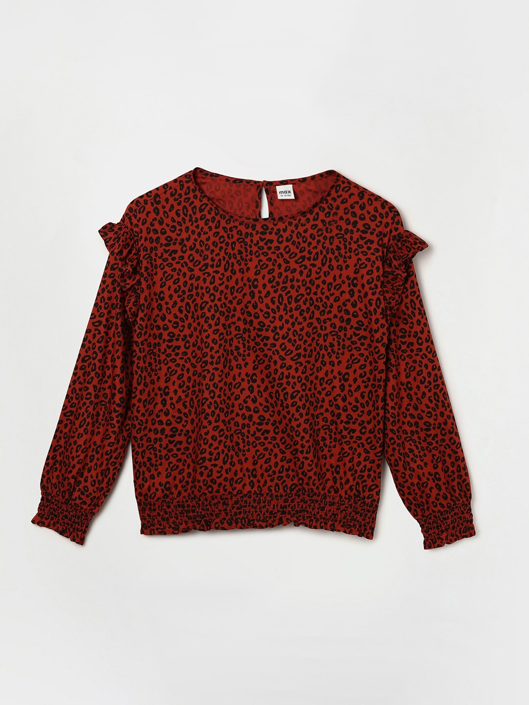 

max Girls Brown Animal Print Top