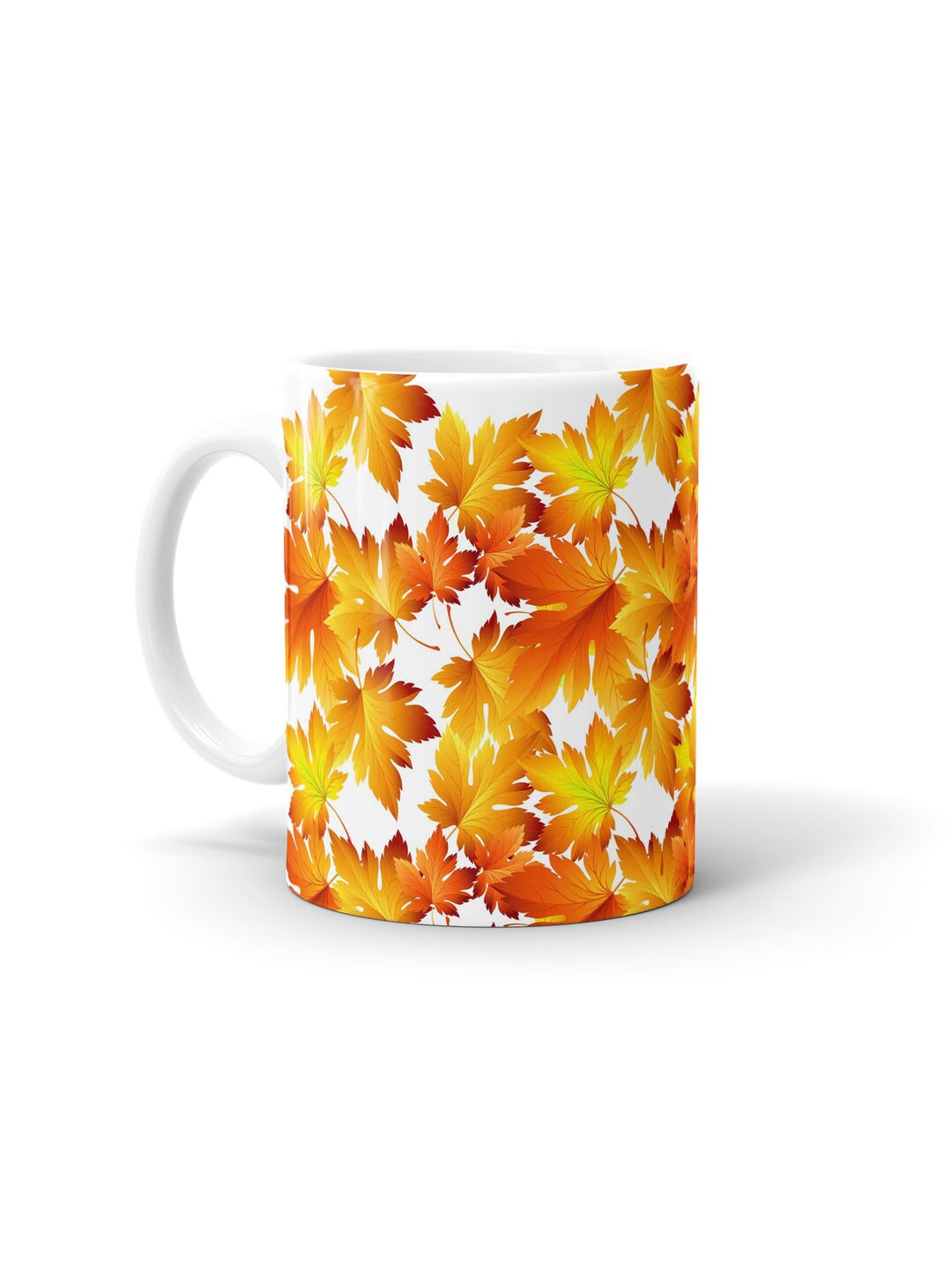 

macmerise White & Orange Floral Printed Ceramic Matte Mug 330 ML