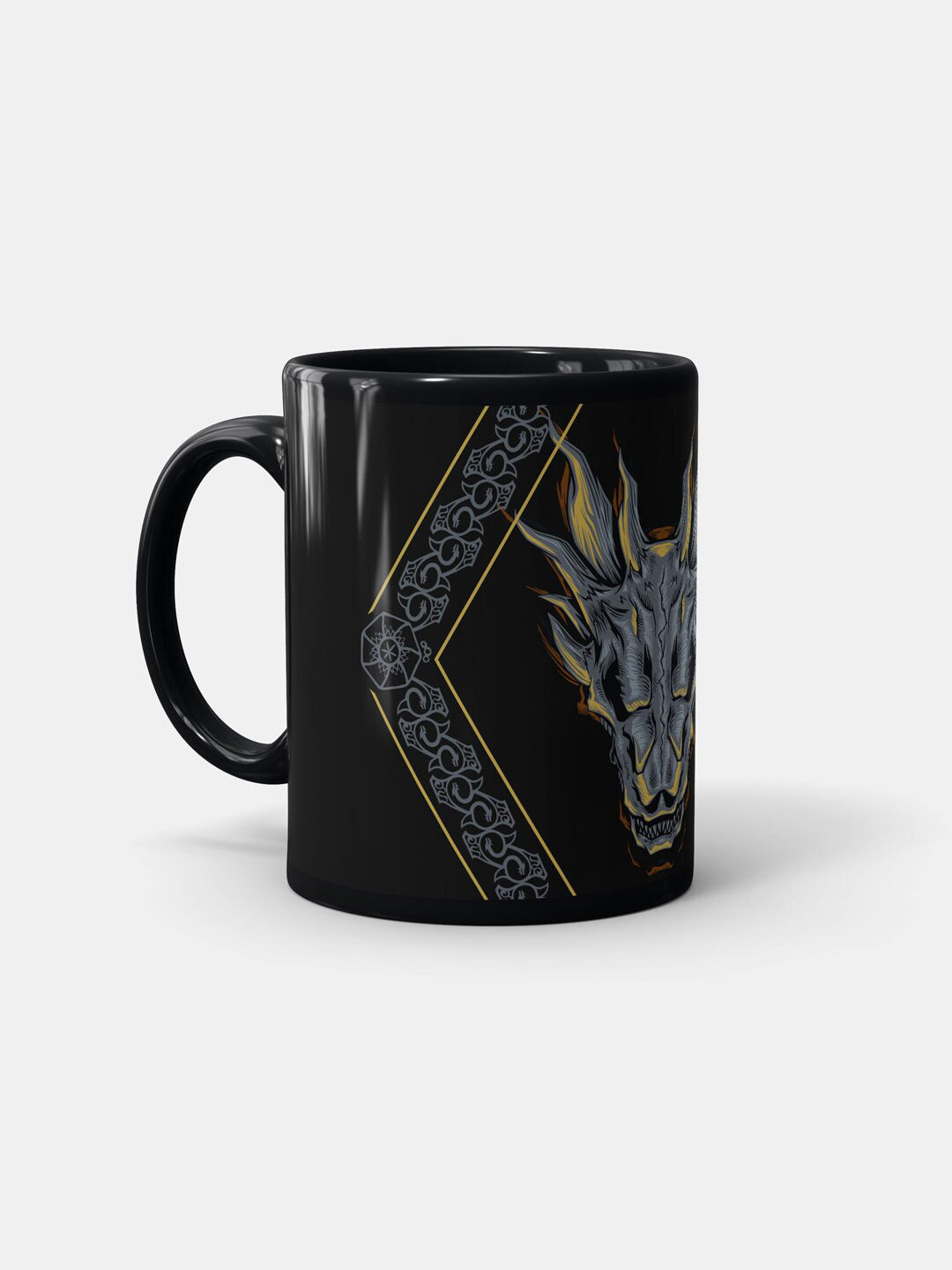 

macmerise Black & Grey Dishwasher And Microwave Safe Dragon Printed Ceramic Mug 330 ML