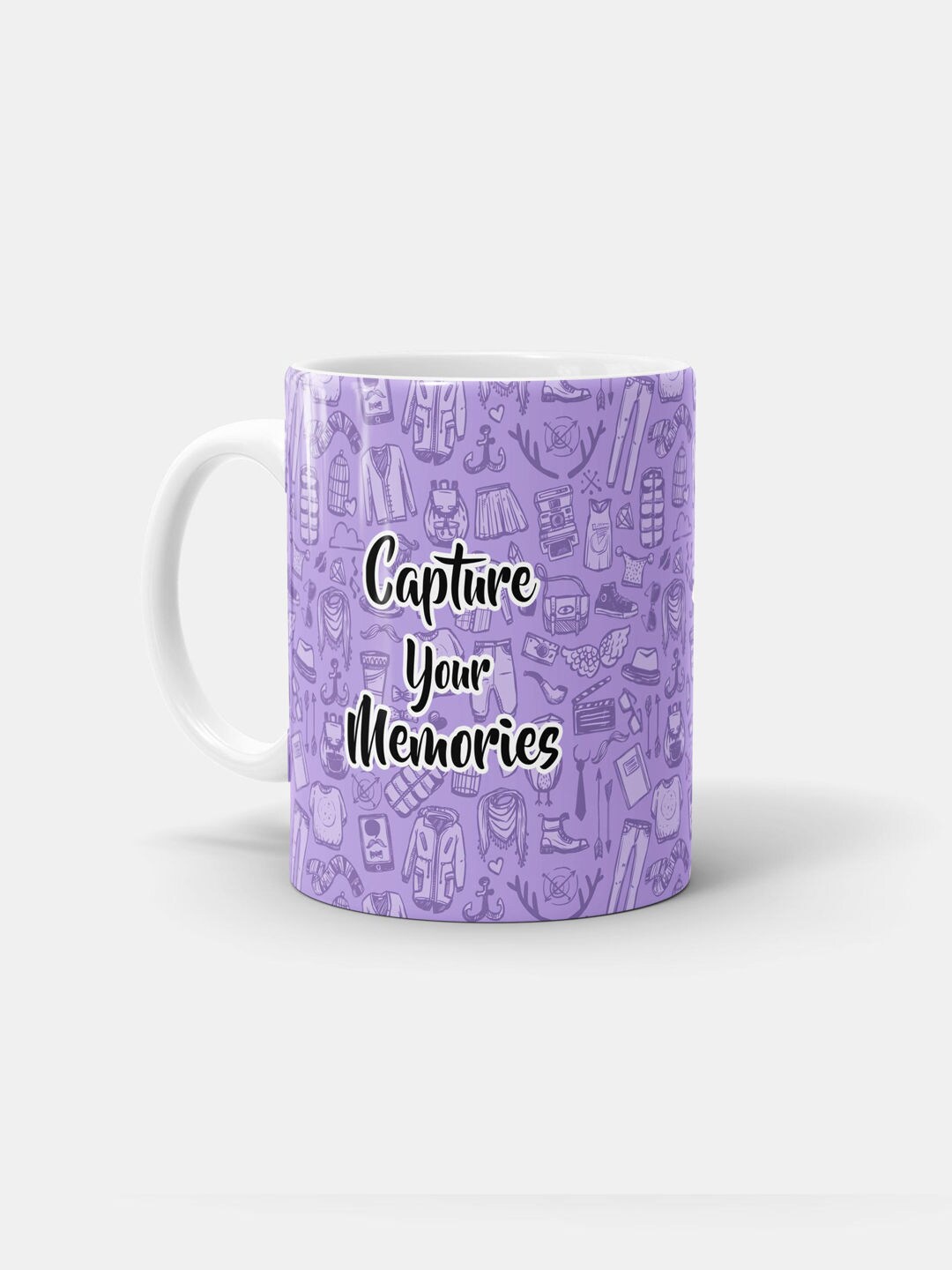 

macmerise Purple & White Printed Ceramic Matte Mug 330 ML