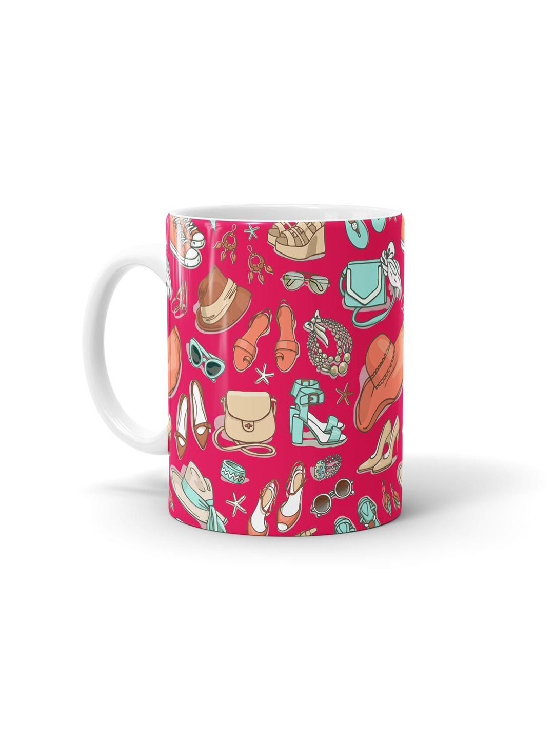 

macmerise White & Pink Printed Dishwasher & Microwave safe Ceramic Matte Mug 330ml