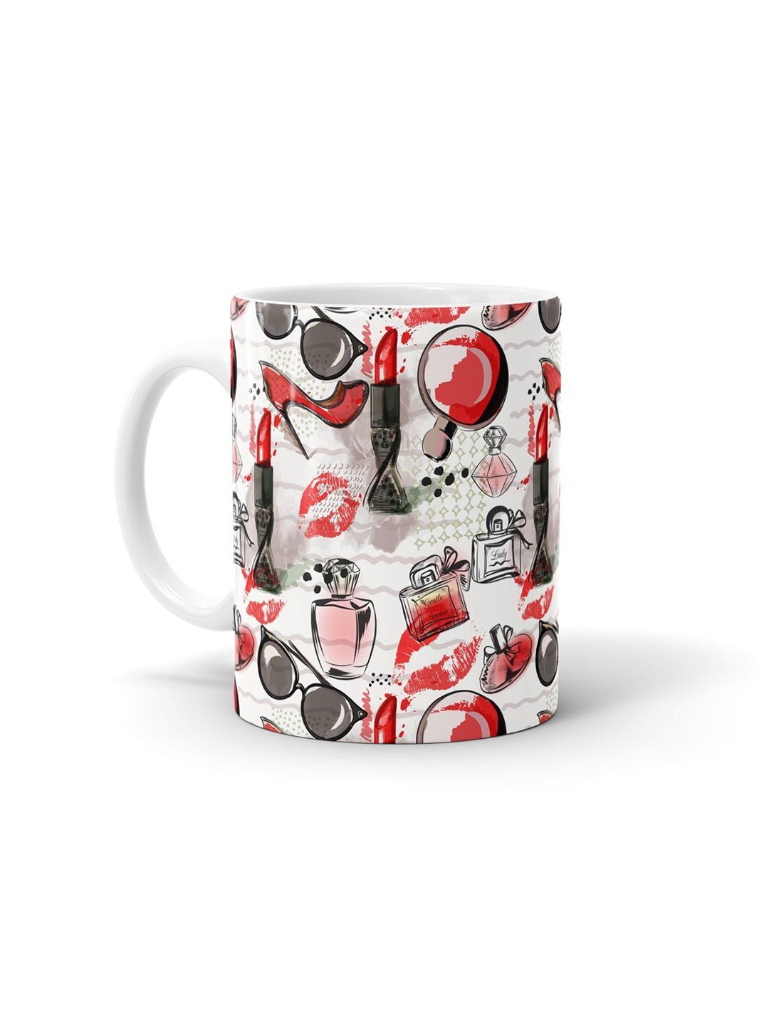 

macmerise White & Pink Fashionista Essentials Design Printed Ceramic Matte Mug 330 ml
