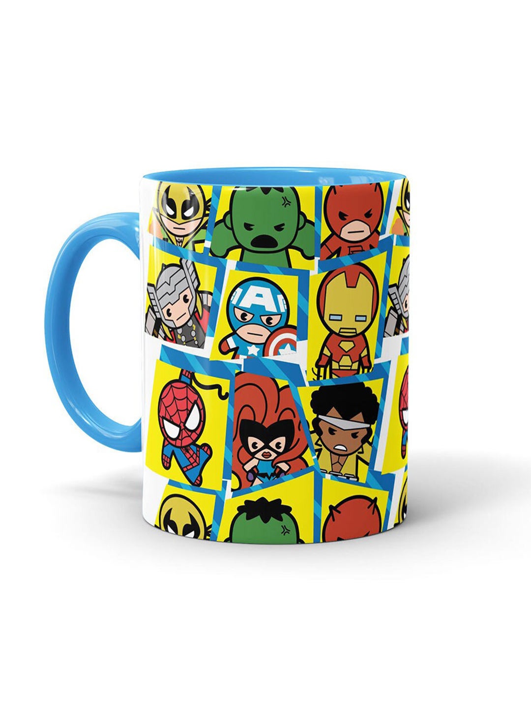 

macmerise Blue & Yellow Marvel Heroes Kawaii Design Printed Ceramic Matte Mug 330 ml