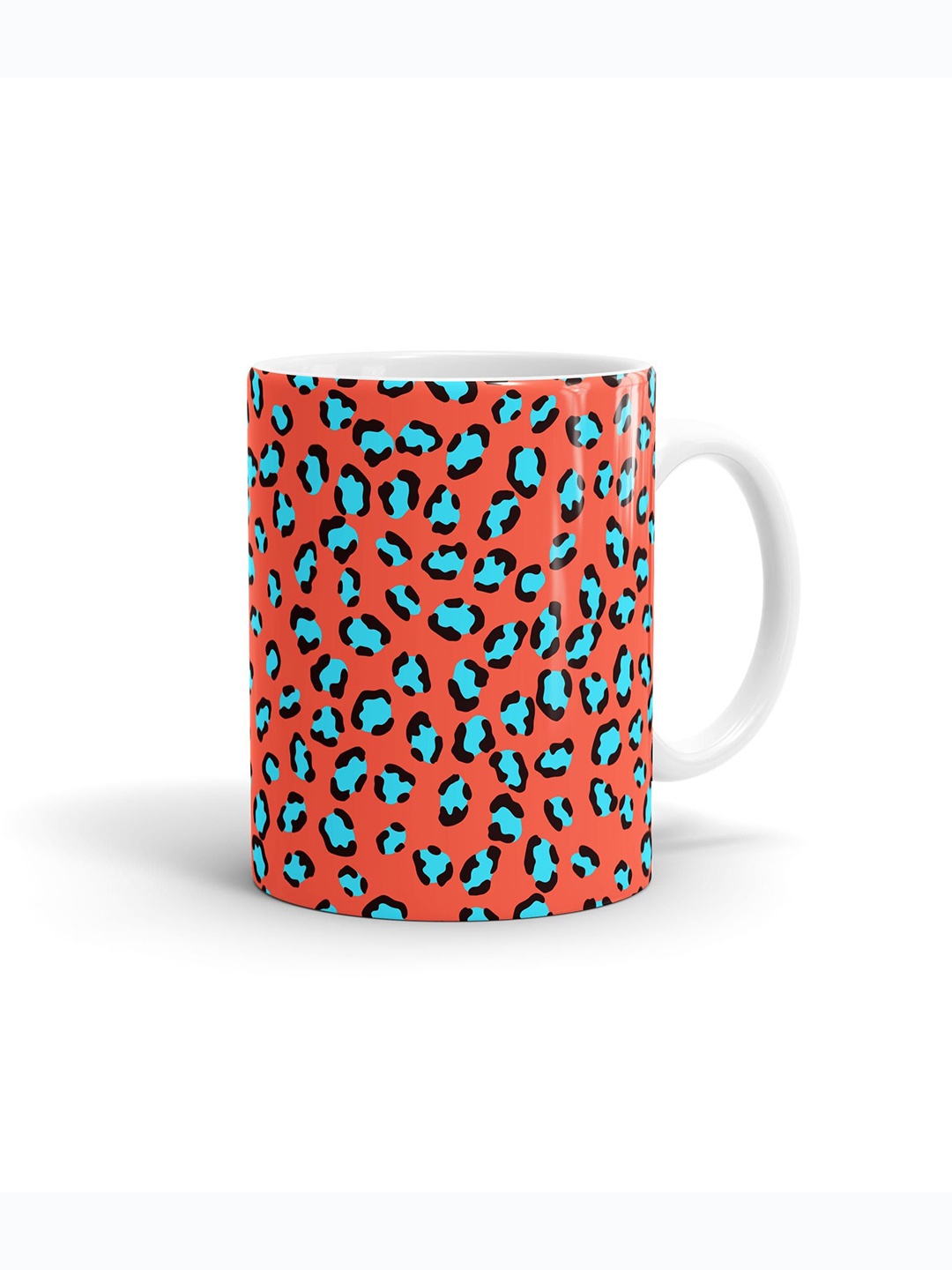 

macmerise White & Peach-Coloured Cheetah Design Printed Ceramic Matte Mug 330 ml