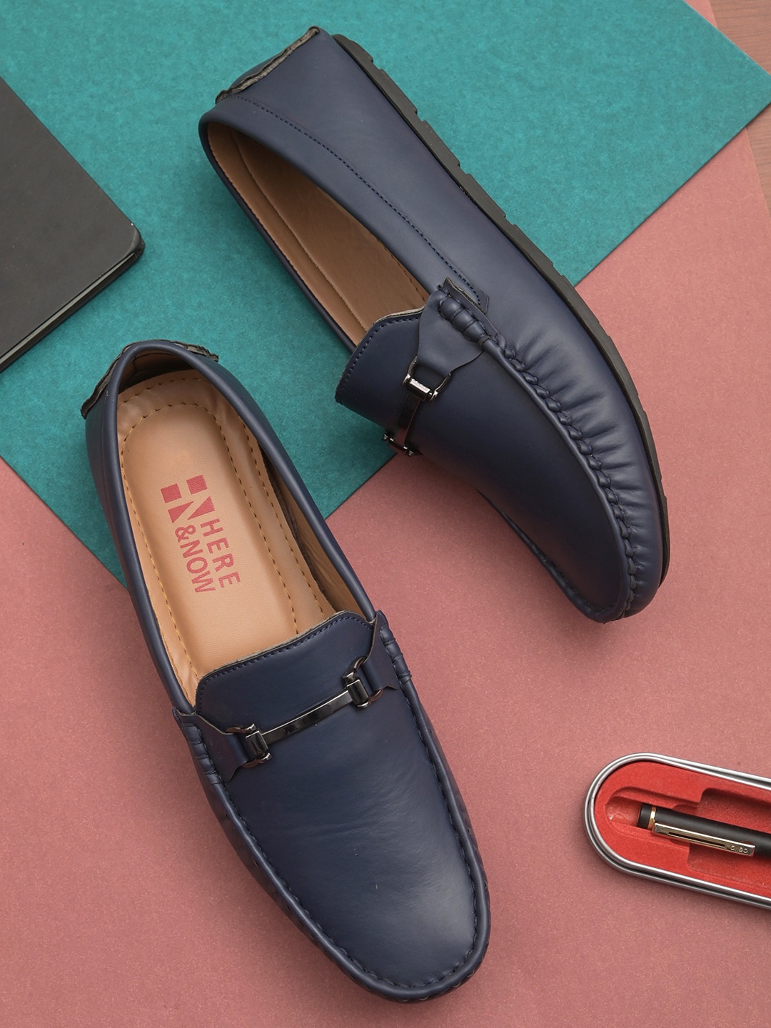 HERE&NOW Men Blue Solid Comfort-Fit Formal Loafers