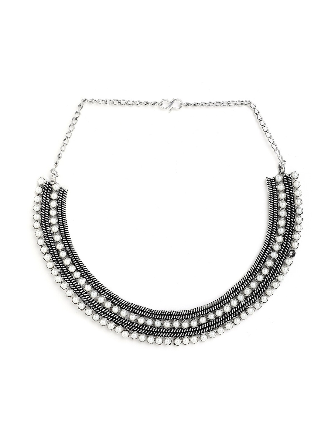 

Binnis Wardrobe Black & Silver-Toned German Silver Silver-Plated Oxidised Necklace