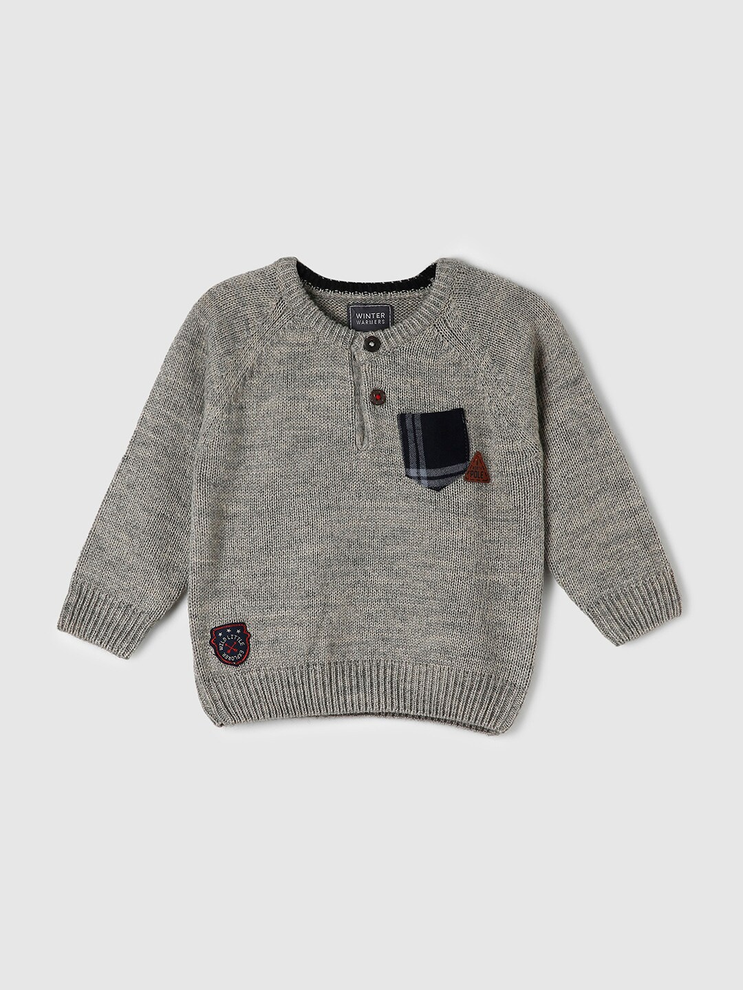 

max Boys Grey Cable Knit Pullover